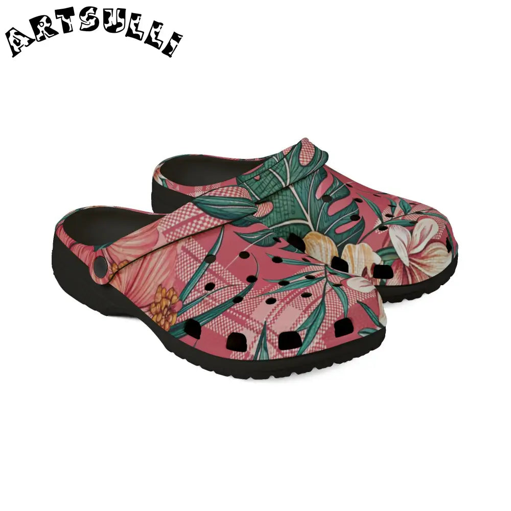 JAKKOUTTHEBXX Plaid x Floral Red and GreenEVA Foam Rubber Shoes