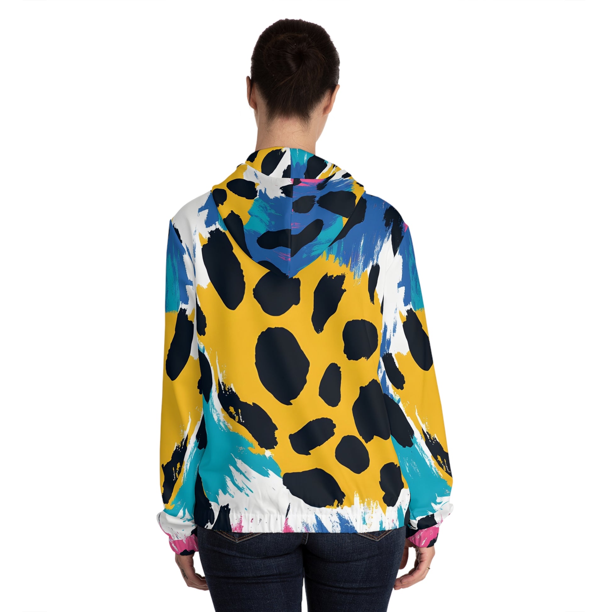 Leopard Print x Paint Brush Strokes Multi-Color Women’s Full-Zip Hoodie (AOP), Artsulli - Art is Long, Life is Short, All Over Prints, , , , , , , 