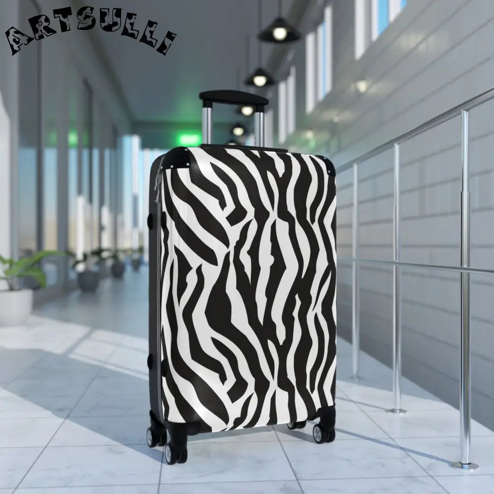 JAKKOUTTHEBXX Black and White Zebra Print Spinner Suitcase