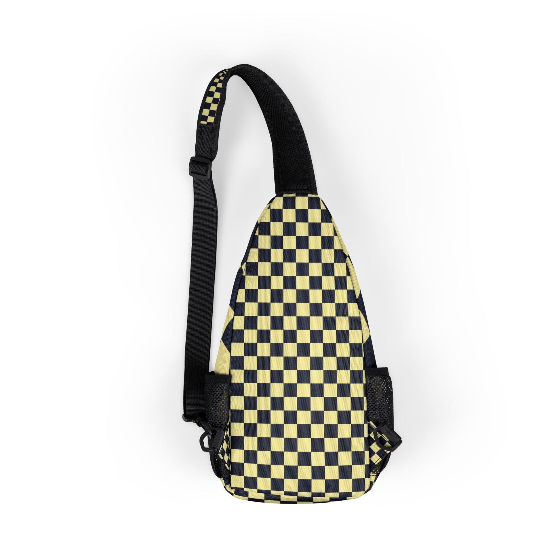 Checkerboard Black and Yellow Chest Bag (AOP), Artsulli - Art is Long, Life is Short, Bags, , , , , , , 