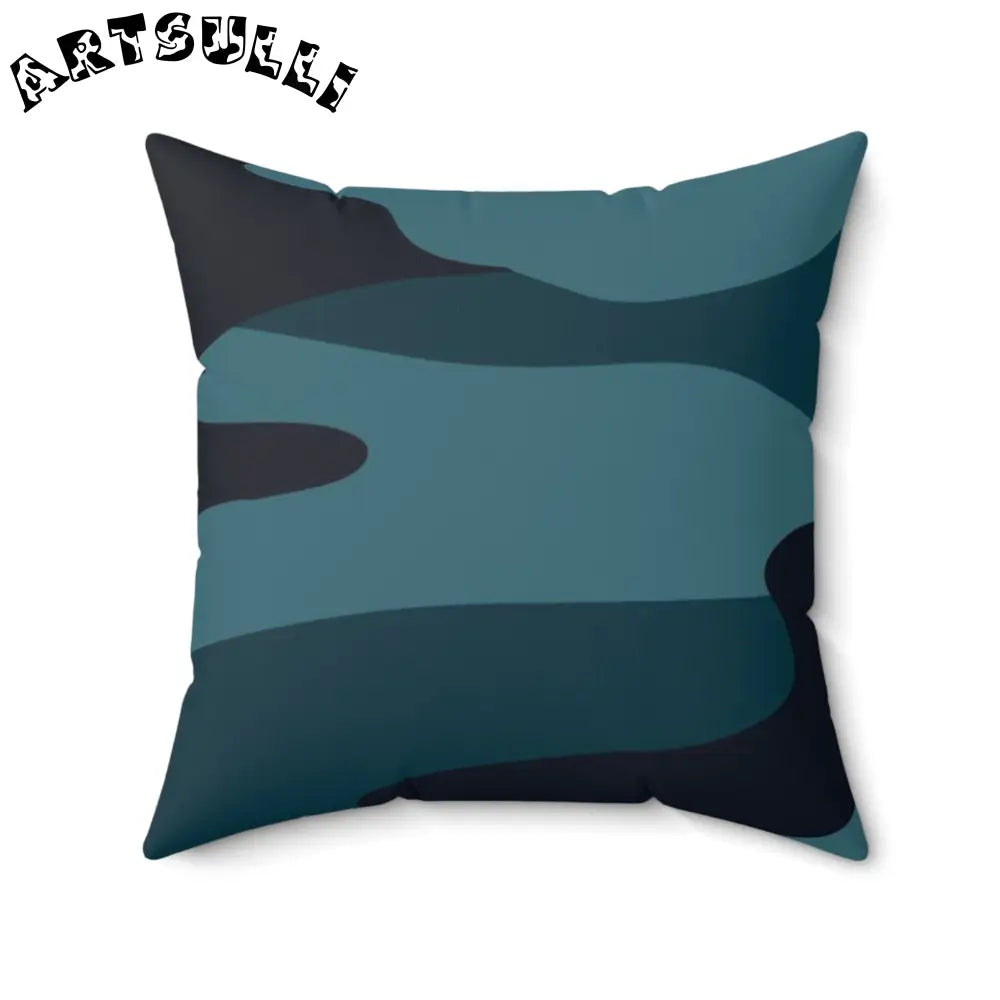 JAKKOUTTHEBXX Blue Camouflage Faux Suede Square Pillow JAKKOUTTHEBXX