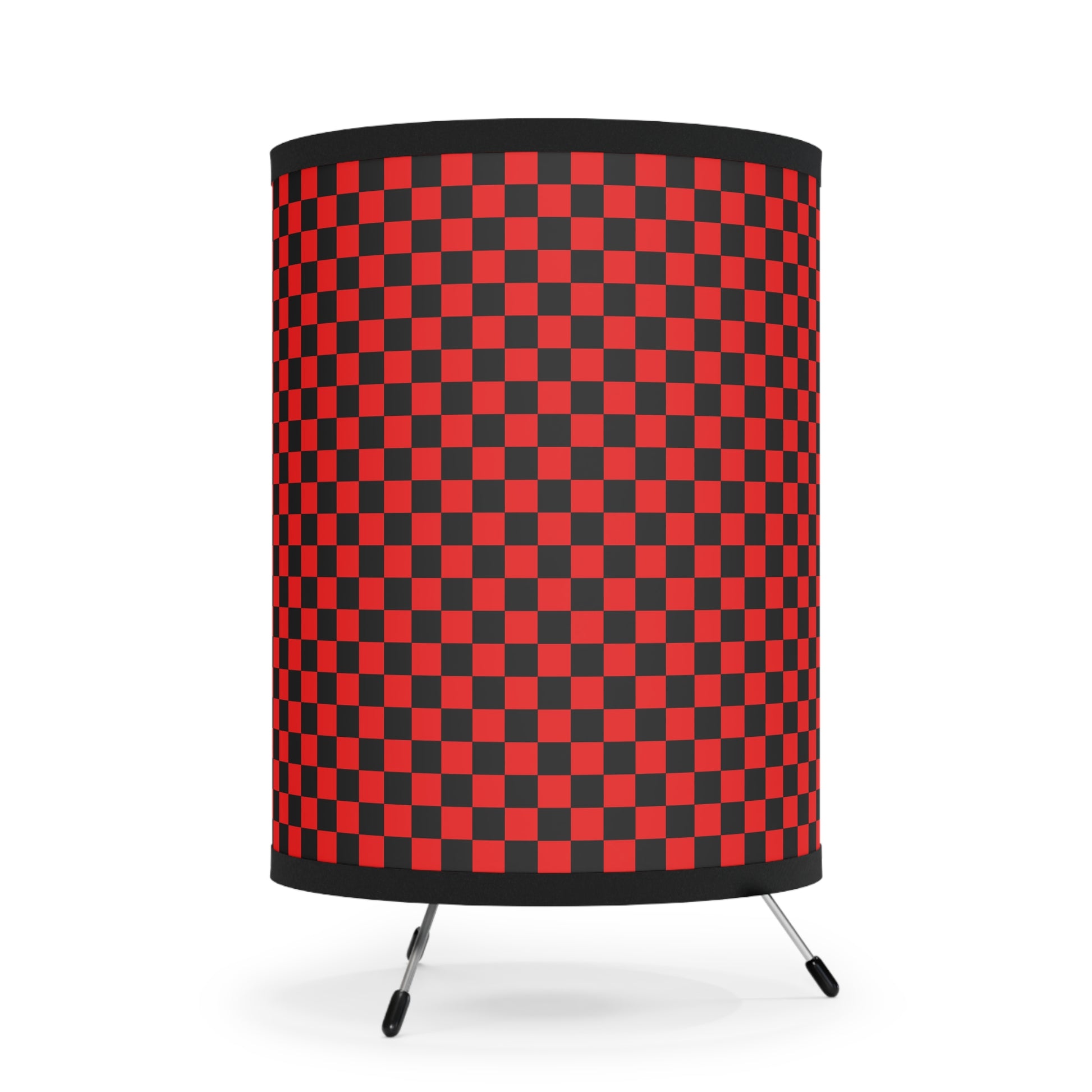 Checkerboard Red and Black Tripod Lamp with High-Res Printed Shade, US\CA plug, Artsulli - Art is Long, Life is Short, Home Decor, , , , , , , 