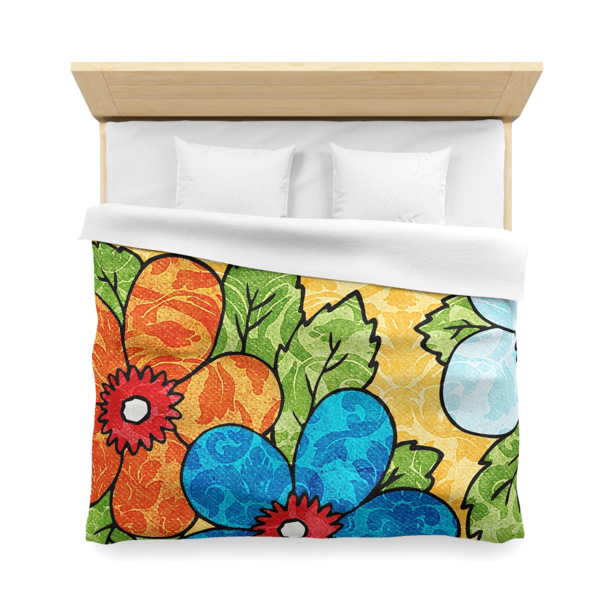 Groovy Yellow Floral Kl Microfiber Duvet Cover, Artsulli - Art is Long, Life is Short, Home Decor, , , , , , , 