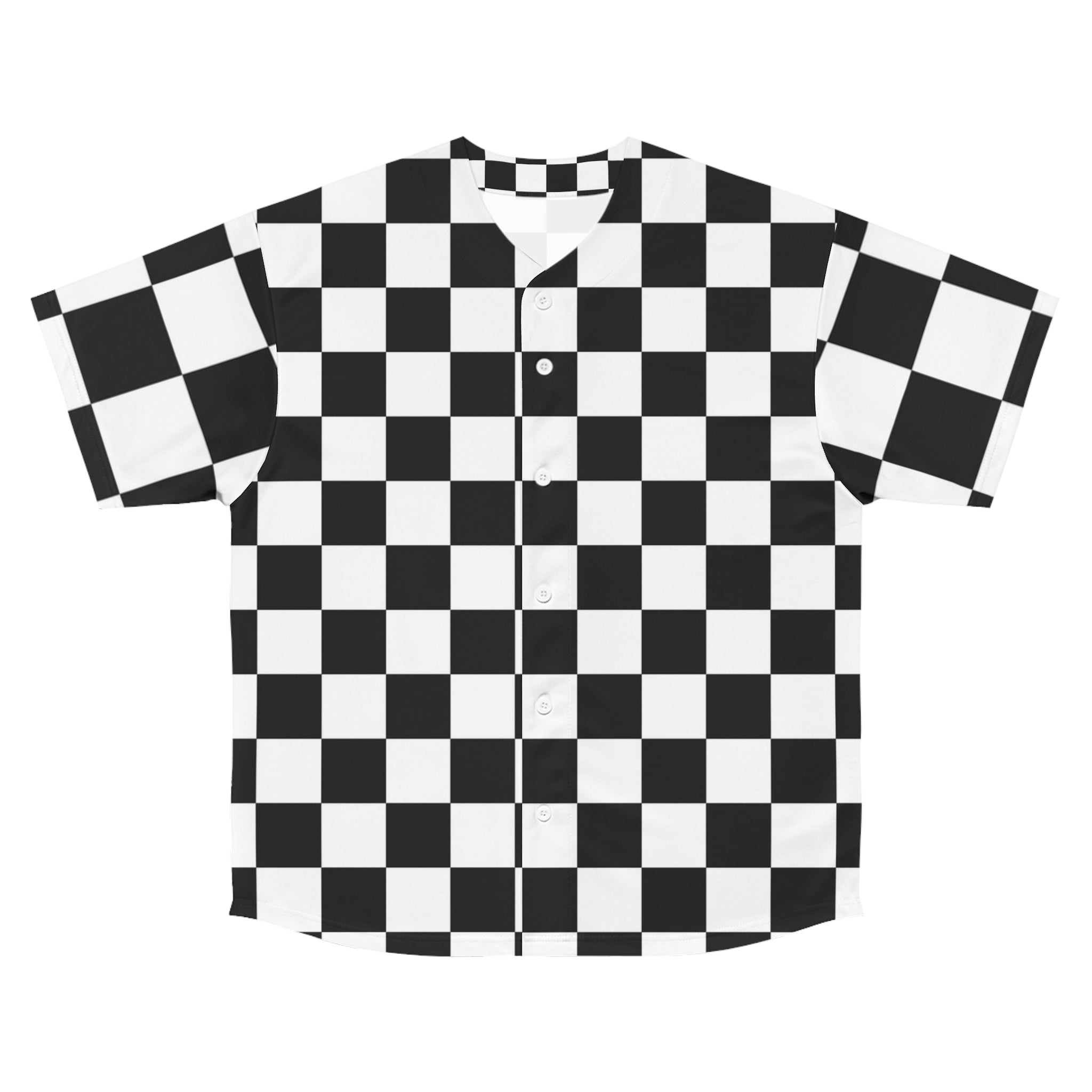 Checkerboard White and Black Men's Baseball Jersey (AOP), Artsulli - Art is Long, Life is Short, All Over Prints, Size, S, Color, Seam thread color automatically matched to design, , , 30990276515783046414