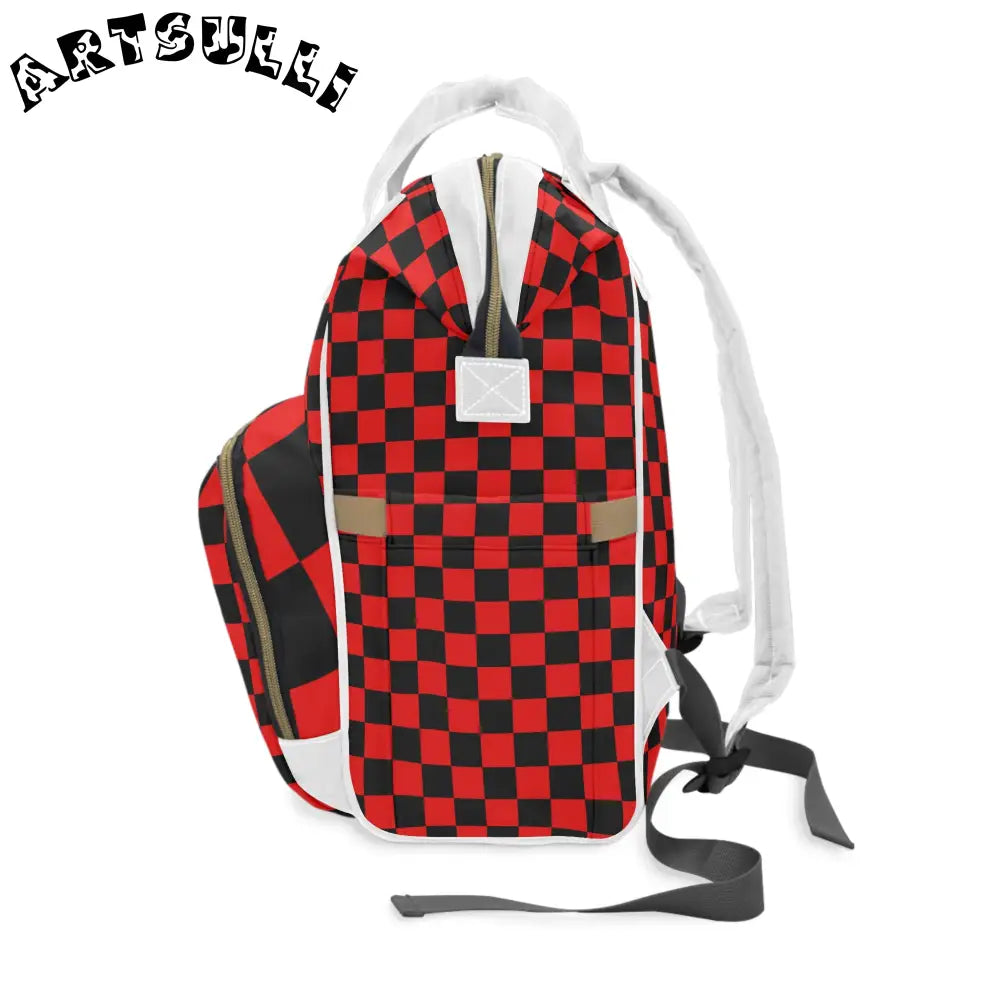 JAKKOUTTHEBXX Checkerboard Red and Black Multifunctional Diaper