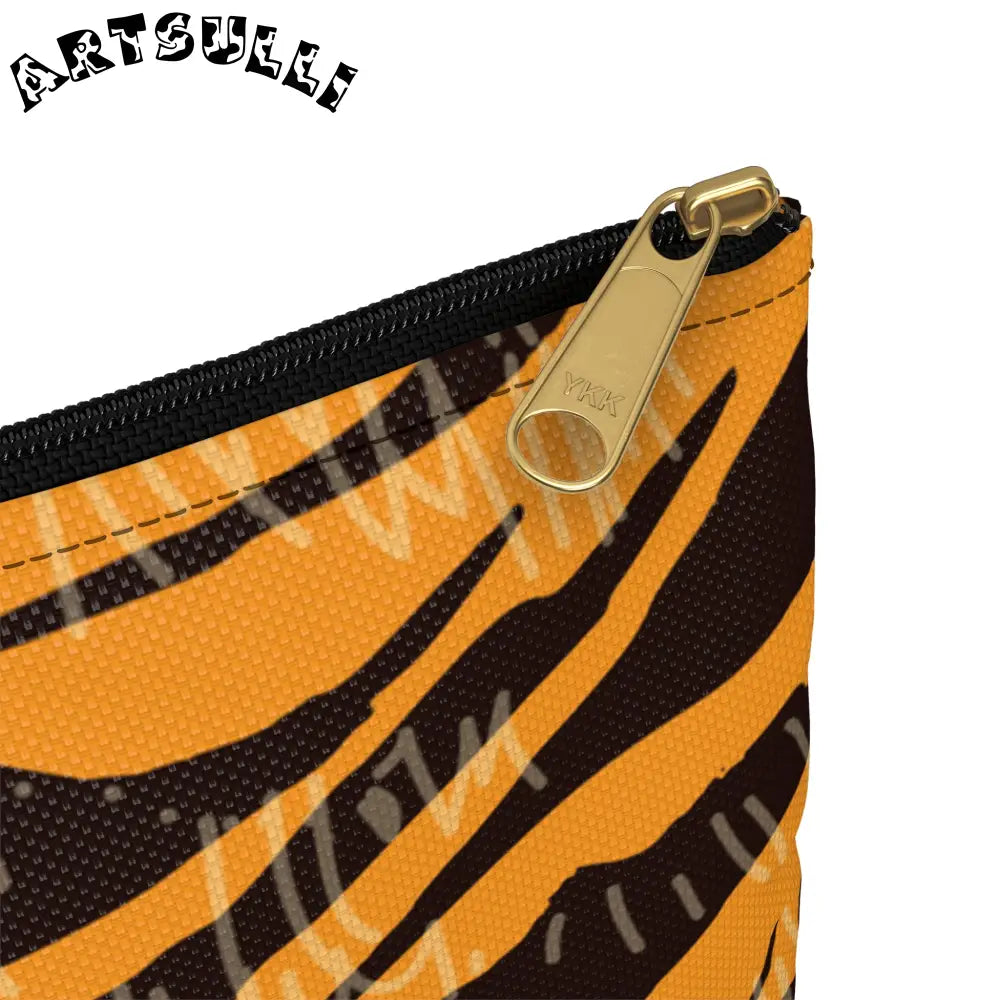 JAKKOUTTHEBXX Tiger Scratches Orange & Black Accessory Pouch