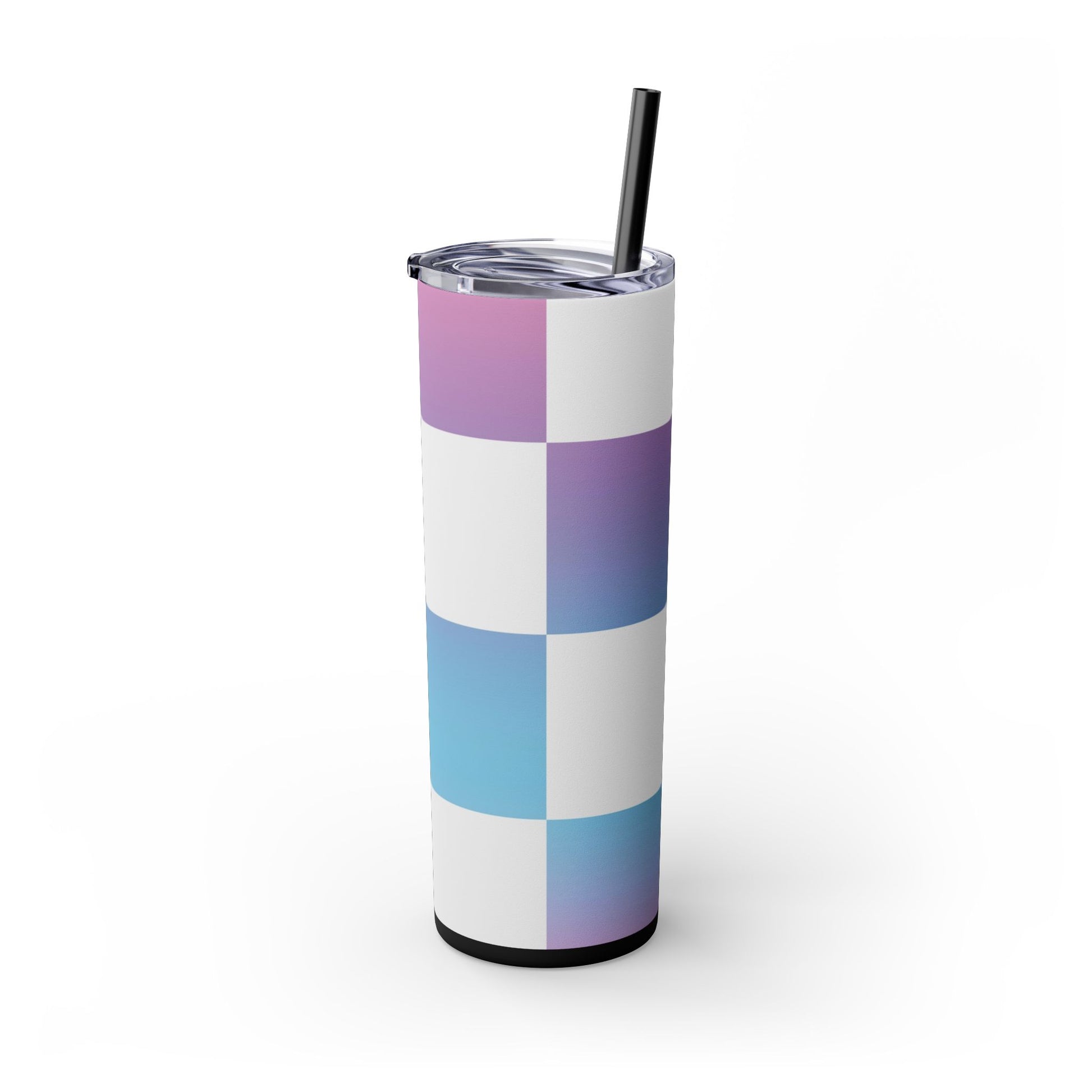 Vaporwave Check Skinny Tumbler with Straw, 20oz, Artsulli - Art is Long, Life is Short, Mug, , , , , , , 
