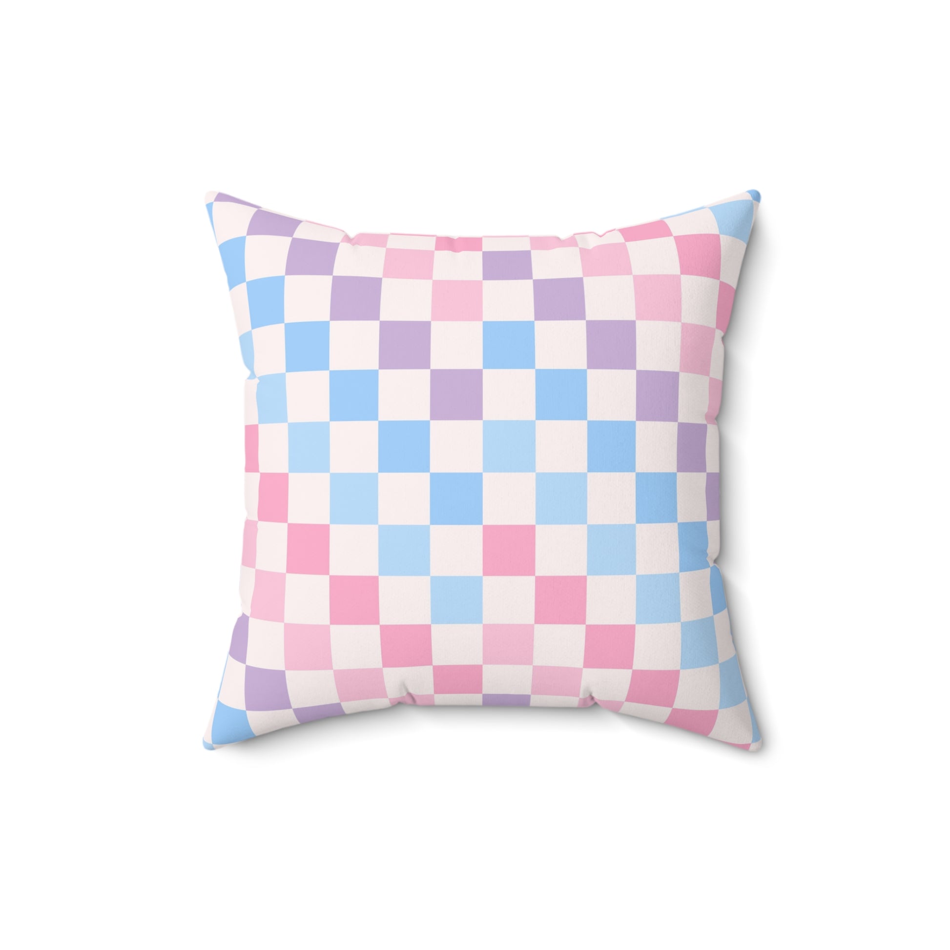 Checkerboard Pink and Blue Spun Polyester Square Pillow, Artsulli - Art is Long, Life is Short, Home Decor, , , , , , , 