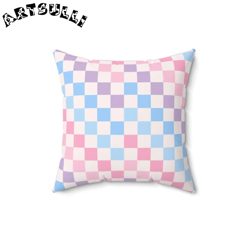 JAKKOUTTHEBXX Checkerboard Pink and Blue Spun Polyester Square