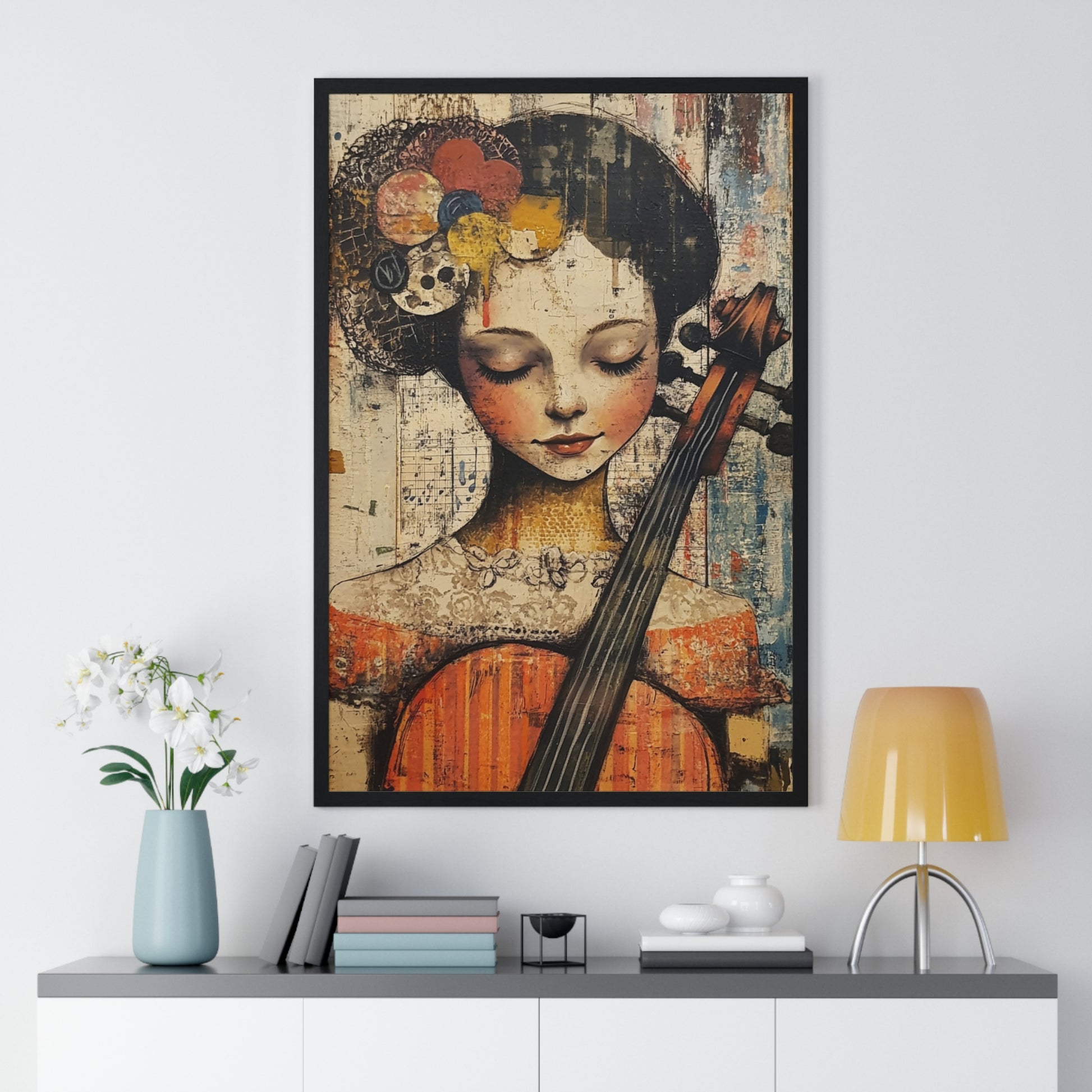 Girl With A Violin Vertical Framed Poster, Artsulli - Art is Long, Life is Short, Poster, , , , , , , 