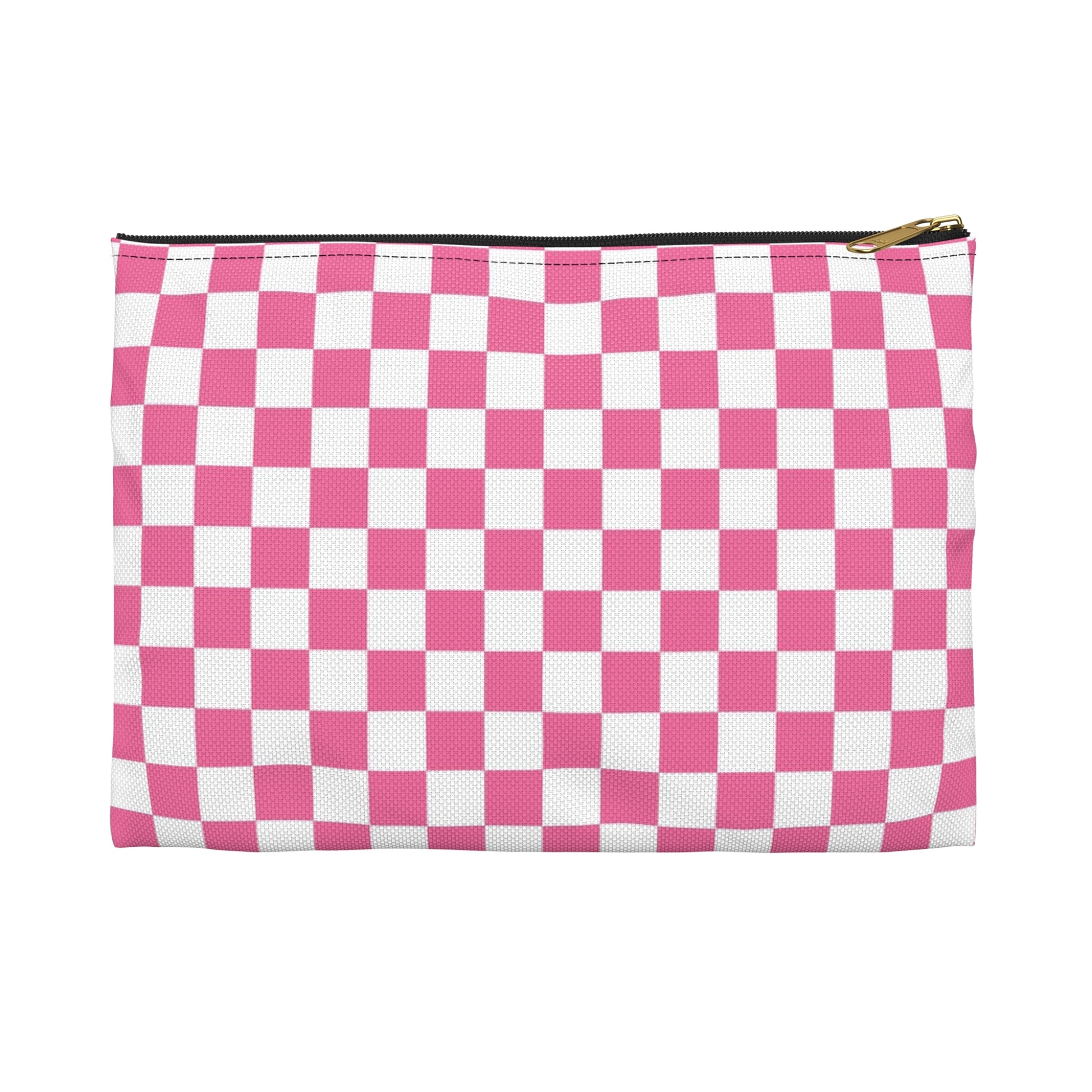Yuyushiki Pink Check Accessory Pouch, Artsulli - Art is Long, Life is Short, Bags, Size, Small, Color, Black zipper, , , 27810494791797481920