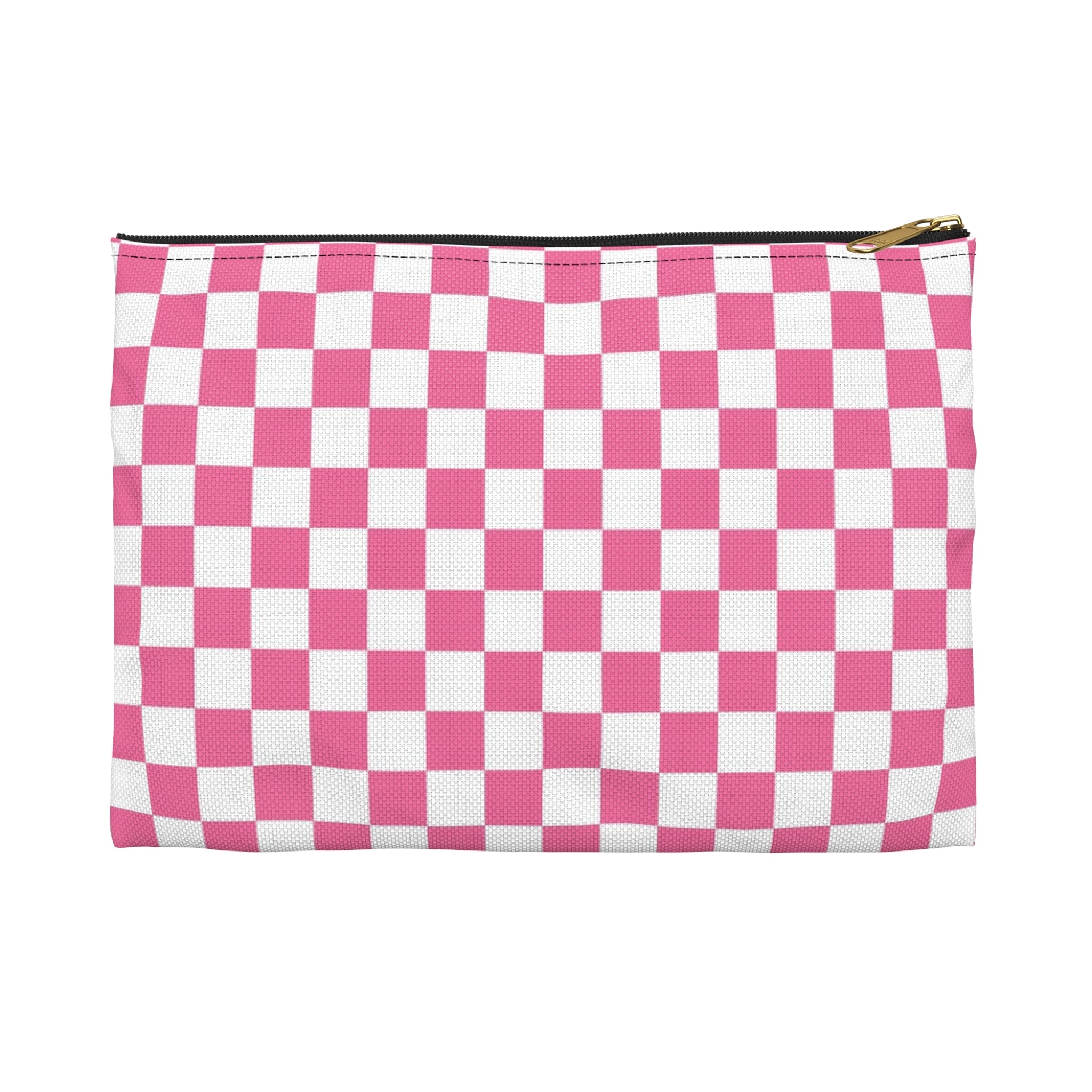Yuyushiki Pink Check Accessory Pouch, Artsulli - Art is Long, Life is Short, Bags, Size, Small, Color, Black zipper, , , 27810494791797481920