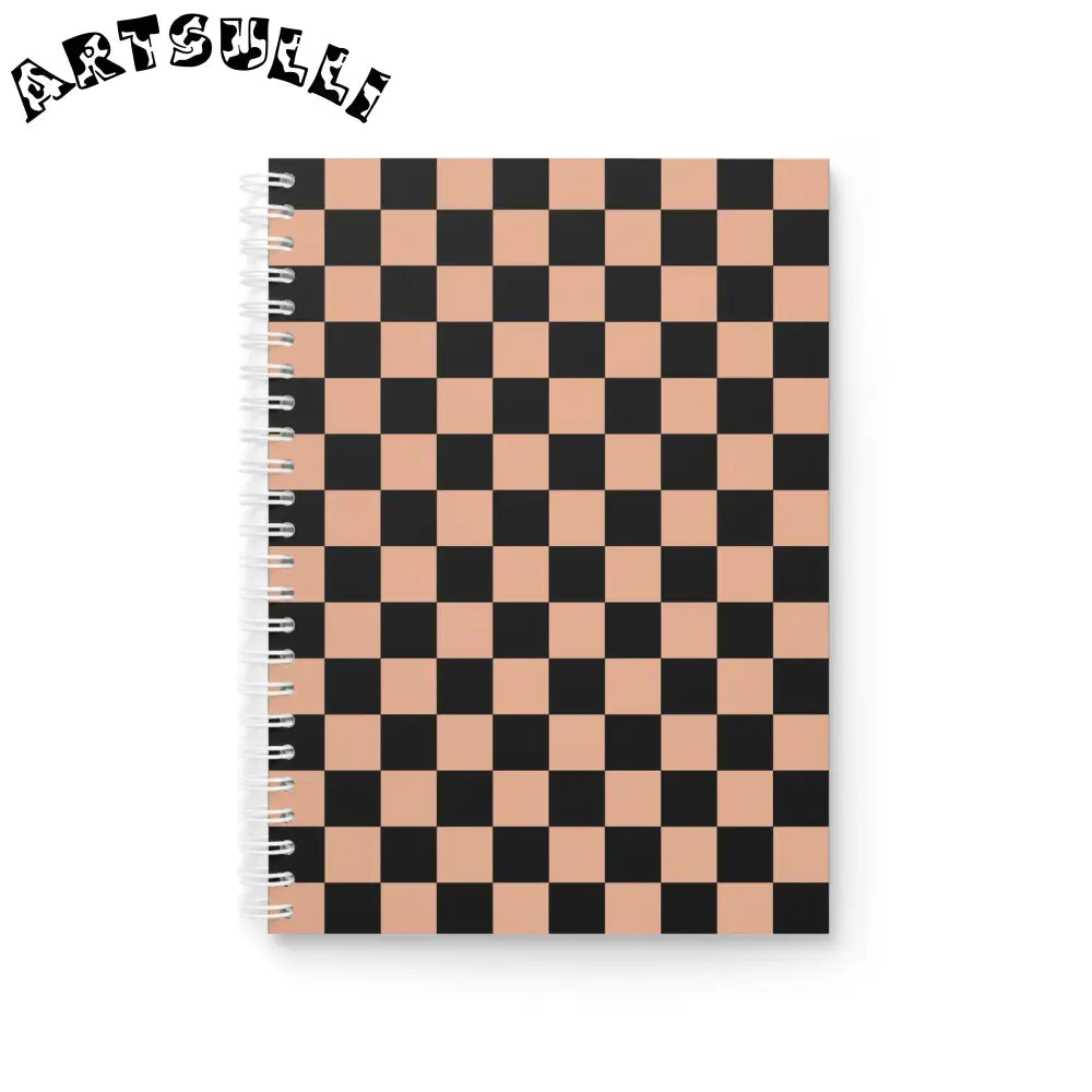 JAKKOUTTHEBXX Checkerboard Soft Orange and Black Spiral Notebook