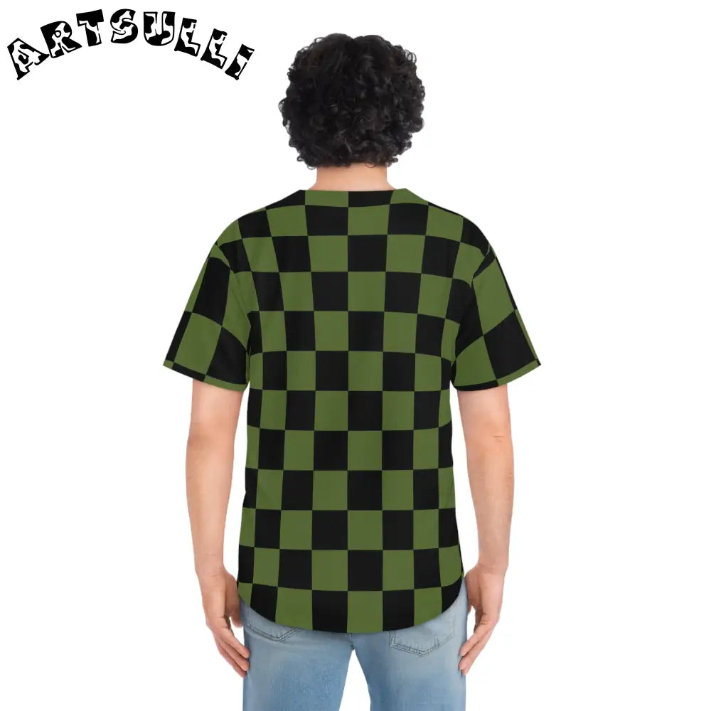 JAKKOUTTHEBXX Checkerboard Olive Green and Black Men’s Baseball