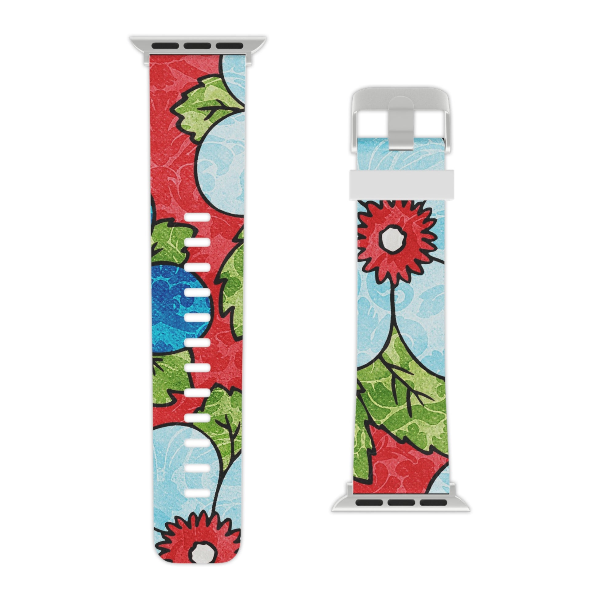 Groovy Red Floral Kl Watch Band for Apple Watch, Artsulli - Art is Long, Life is Short, Accessories, , , , , , , 