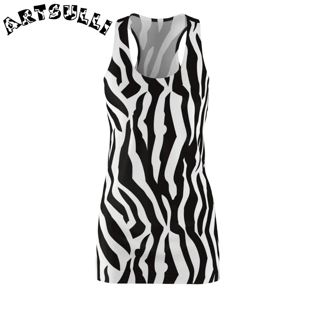 JAKKOUTTHEBXX Black and White Zebra Illustration Printed Racerback