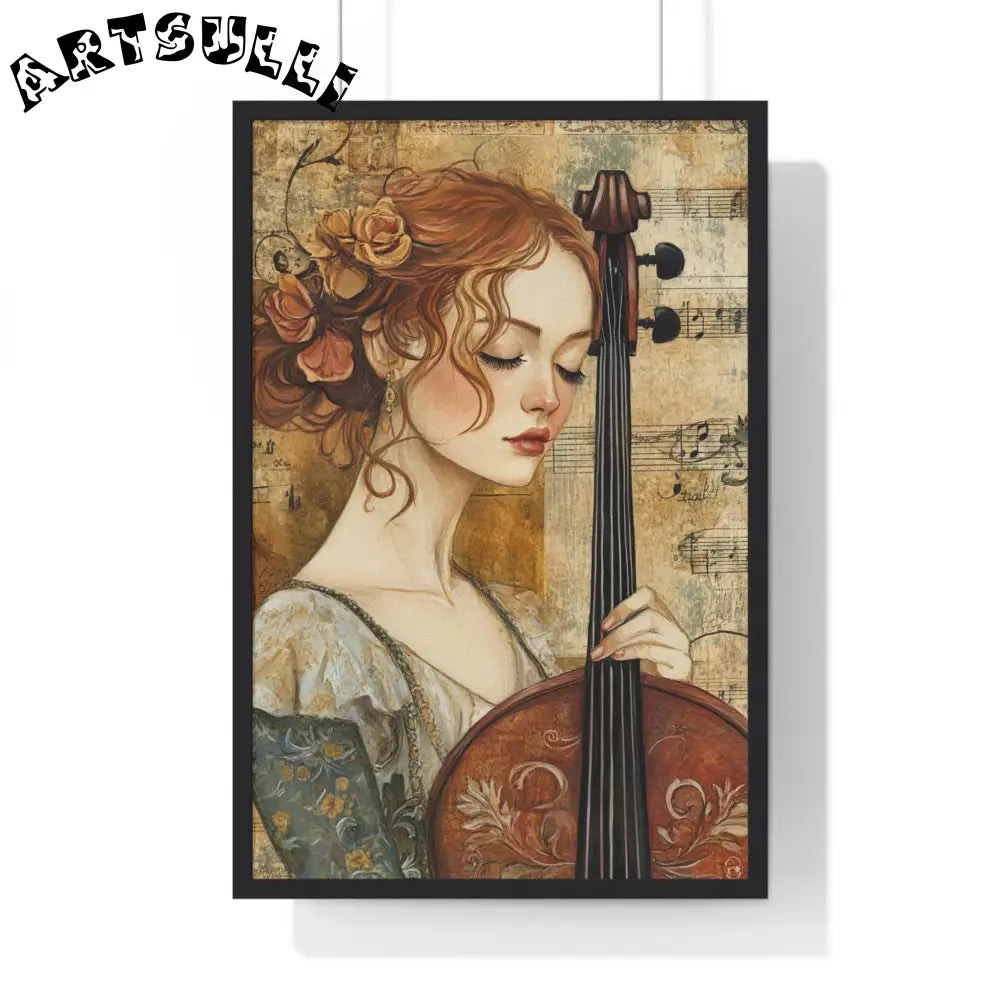 Woman With A Violin Vertical Framed Poster, Artsulli - Art is Long, Life is Short, Poster, Size, 20" x 30", Color, Black, , , 27291060853217406838