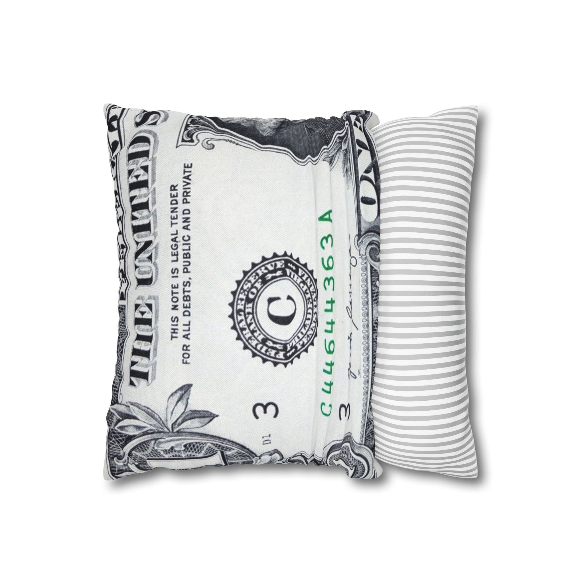 Money Collage Spun Polyester Square Pillowcase, Artsulli - Art is Long, Life is Short, Home Decor, , , , , , , 