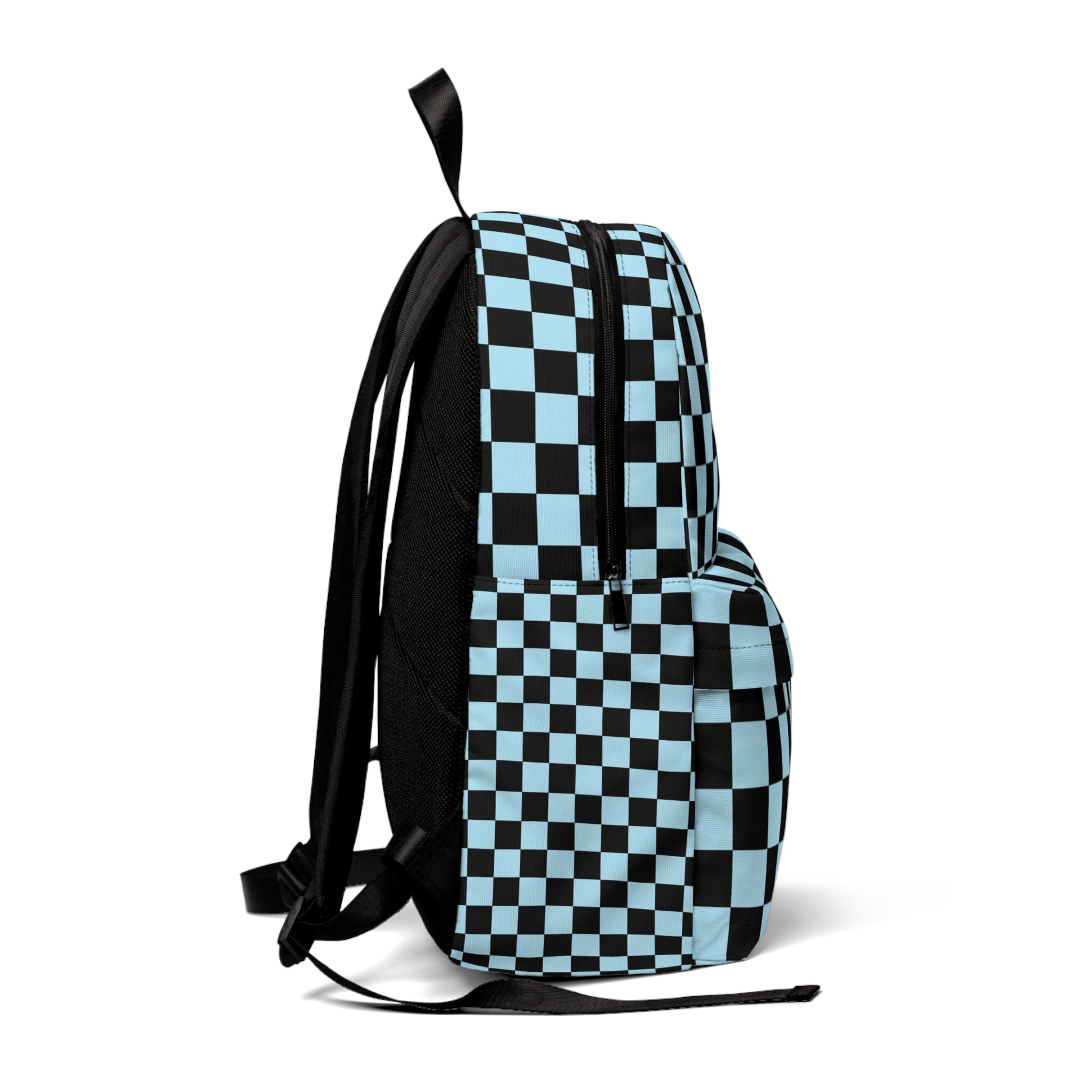 Checkerboard Black and Blue Unisex Classic Backpack, Artsulli - Art is Long, Life is Short, Bags, , , , , , , 
