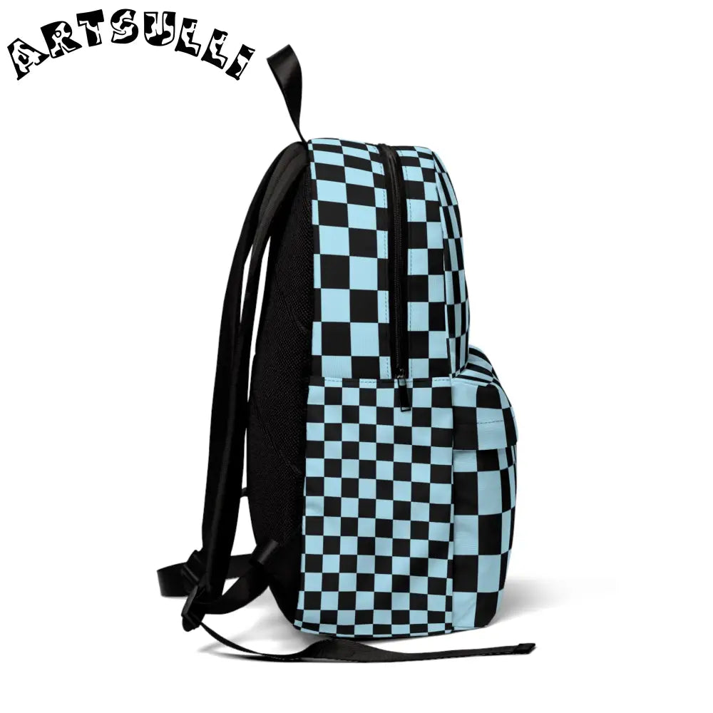 JAKKOUTTHEBXX Checkerboard Black and Blue Unisex Classic Backpack