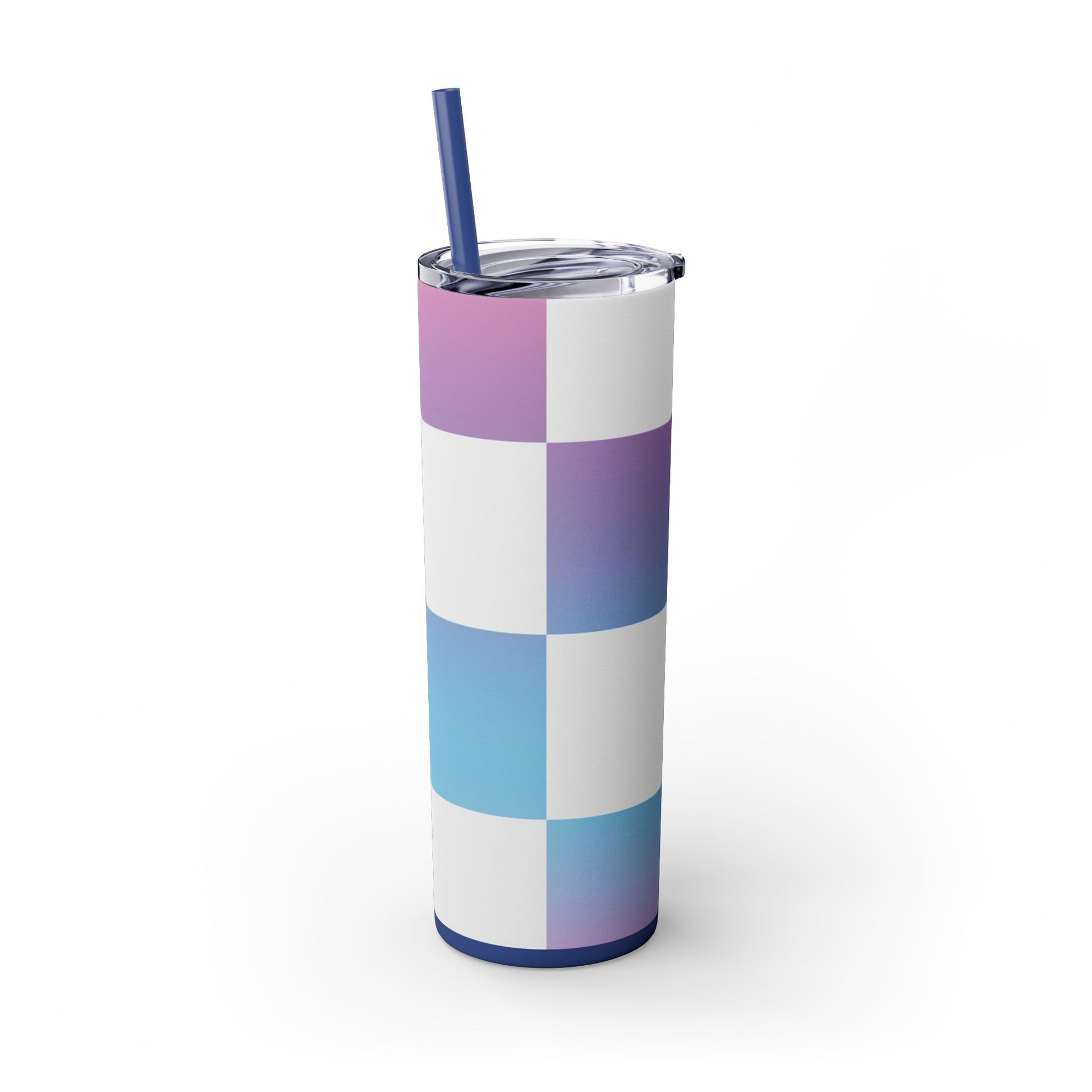 Vaporwave Check Skinny Tumbler with Straw, 20oz, Artsulli - Art is Long, Life is Short, Mug, , , , , , , 