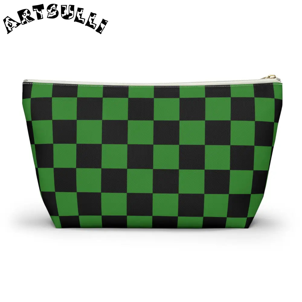 JAKKOUTTHEBXX Checkerboard Green and Black Accessory Pouch w