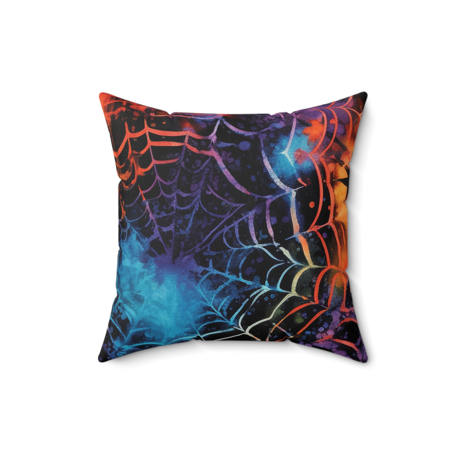 Spider Web Tie Dye Spun Polyester Square Pillow, Artsulli - Art is Long, Life is Short, Home Decor, Size, 16" × 16", , , , , 14326382638757303076