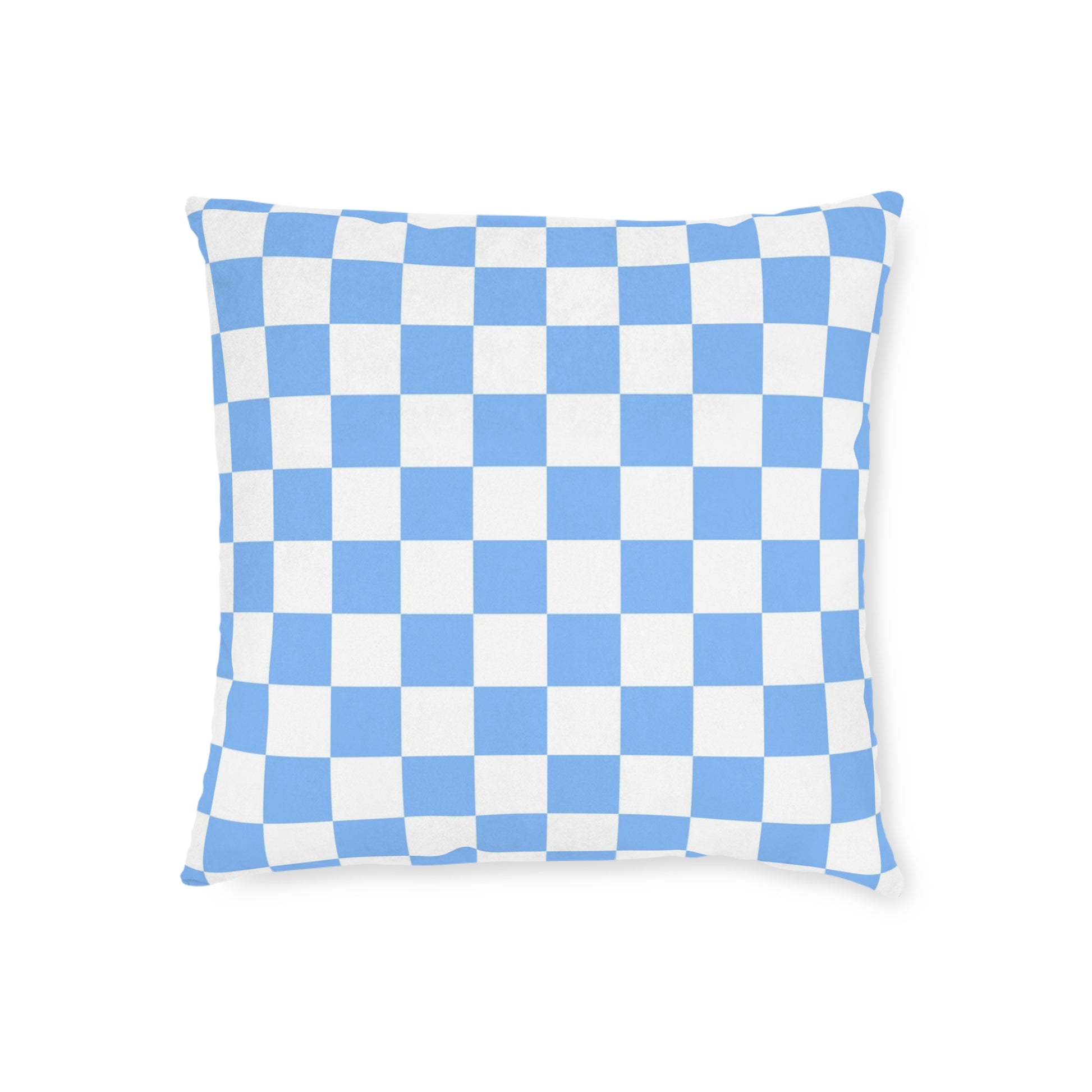 Checkerboard White and Light Blue Square Pillow - Pink Back, Artsulli - Art is Long, Life is Short, Home Decor, Size, 18" × 18", , , , , 21944064627873052733