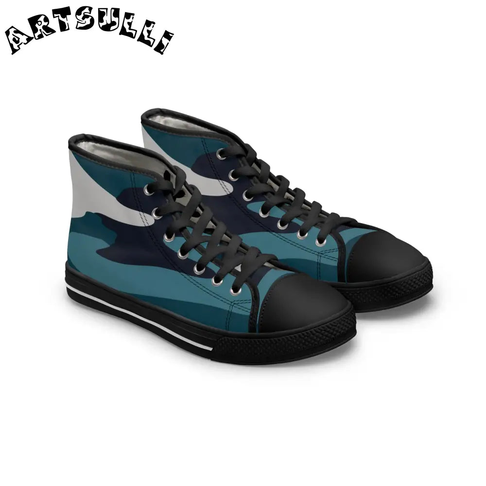 JAKKOUTTHEBXX Blue Camouflage Women’s High Top Sneakers