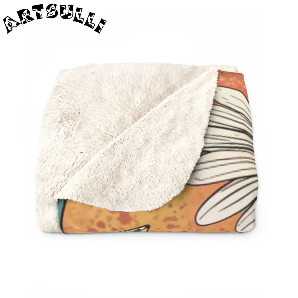 JAKKOUTTHEBXX Retro Daisy Dream Sherpa Fleece Blanket JAKKOUTTHEBXX
