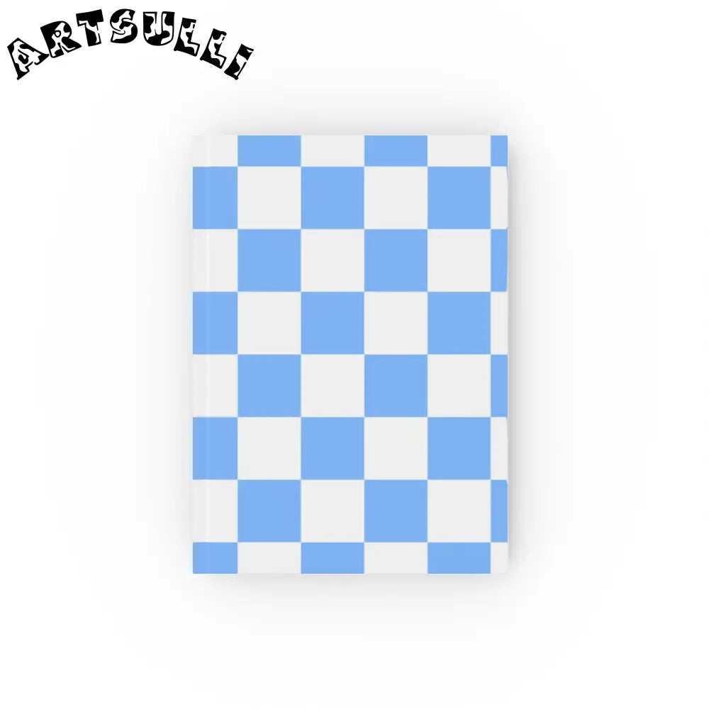 JAKKOUTTHEBXX Checkerboard White and Light Blue Hard Backed Journal
