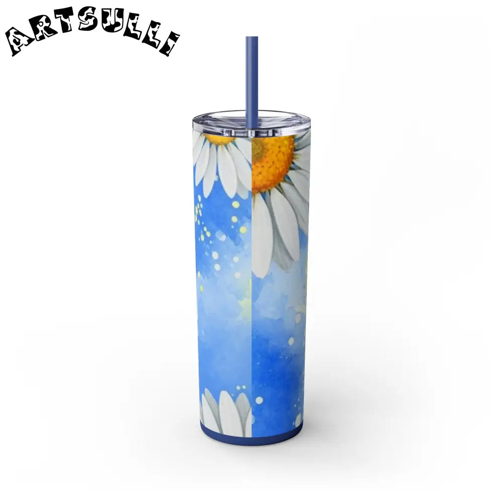 JAKKOUTTHEBXX Daisies Skinny Tumbler with Straw 20oz JAKKOUTTHEBXX