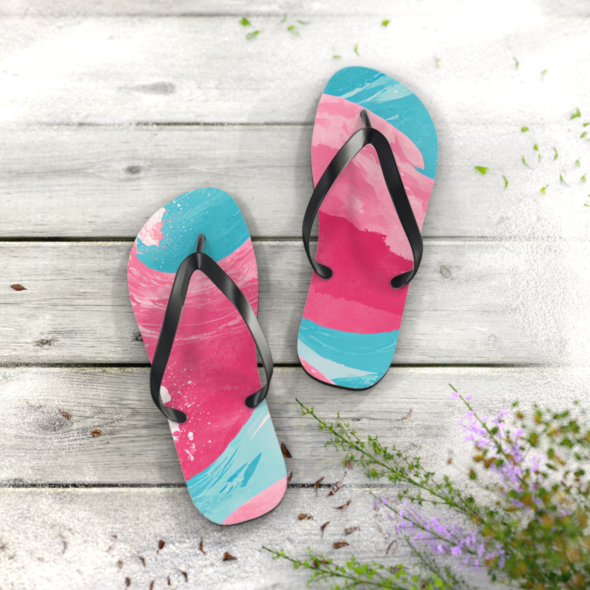 The Great Pastelwave Pink and Blue Flip Flops, Artsulli - Art is Long, Life is Short, Shoes, , , , , , , 