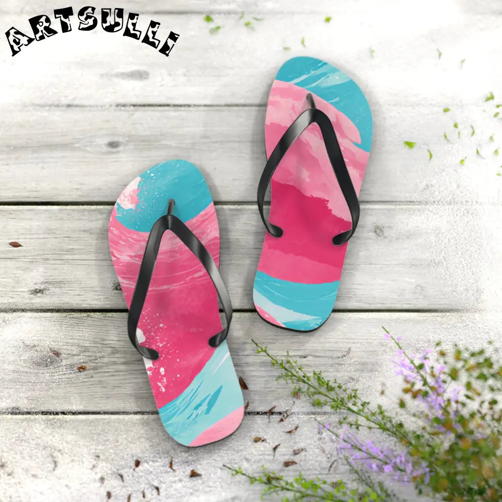 JAKKOUTTHEBXX The Great Pastelwave Pink and Blue Flip Flops