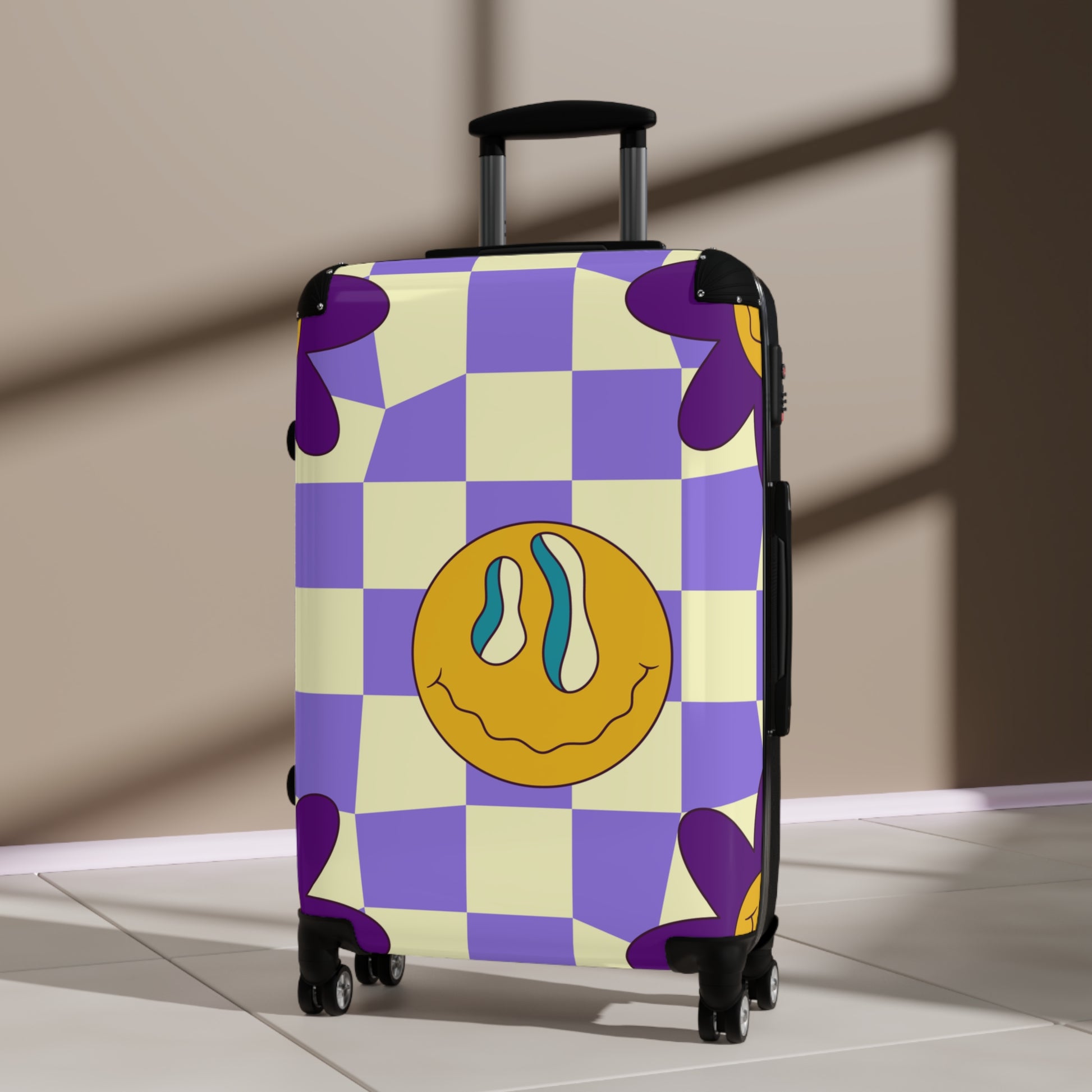 Trippy Flower Power Motifs Suitcase, Artsulli - Art is Long, Life is Short, Bags, , , , , , , 
