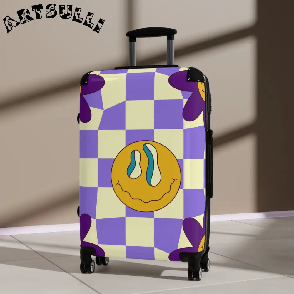 JAKKOUTTHEBXX Trippy Flower Power Motifs Suitcase JAKKOUTTHEBXX