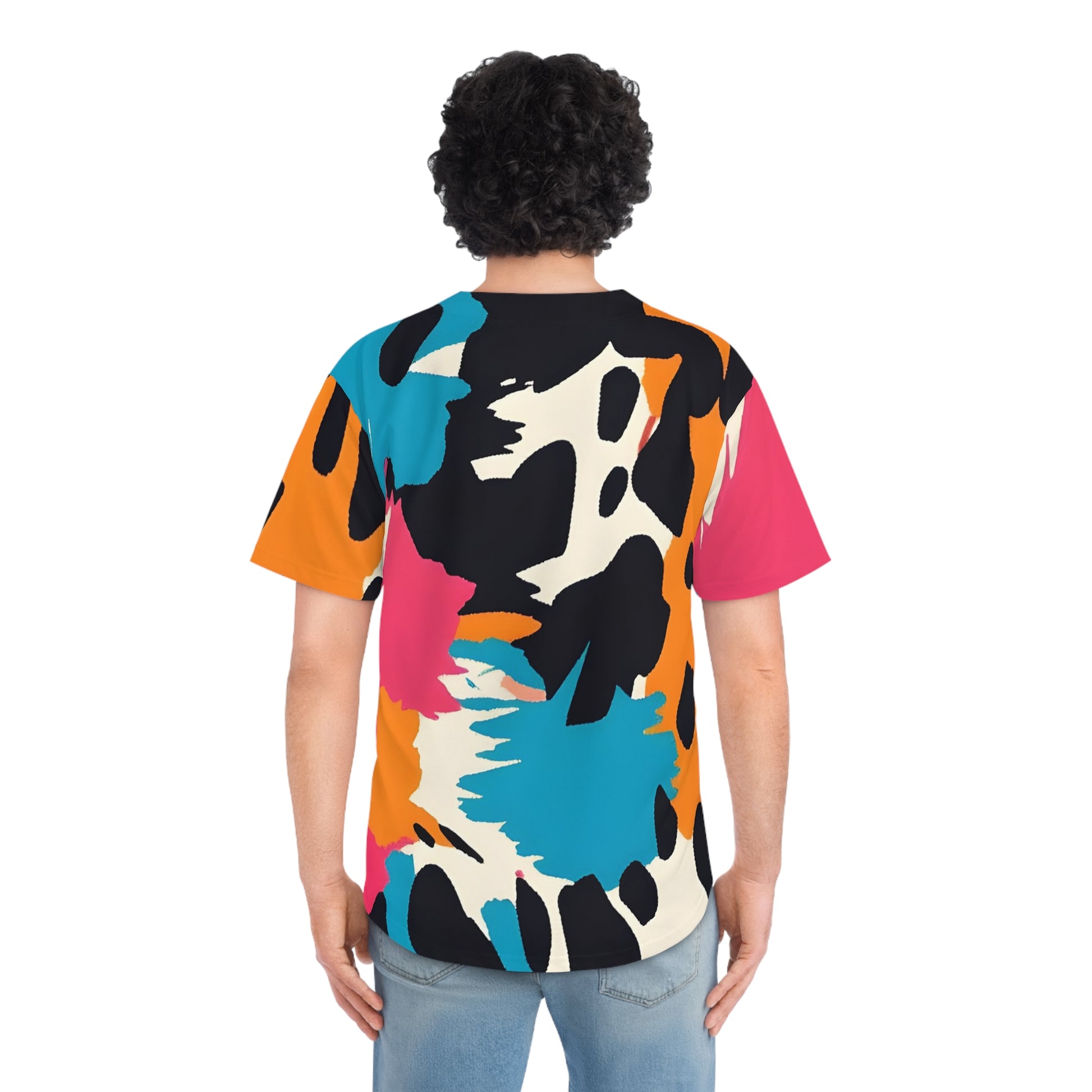 Wild Brush Strokes x Animal Print Multi-Color Men's Baseball Jersey (AOP), Artsulli - Art is Long, Life is Short, All Over Prints, , , , , , , 