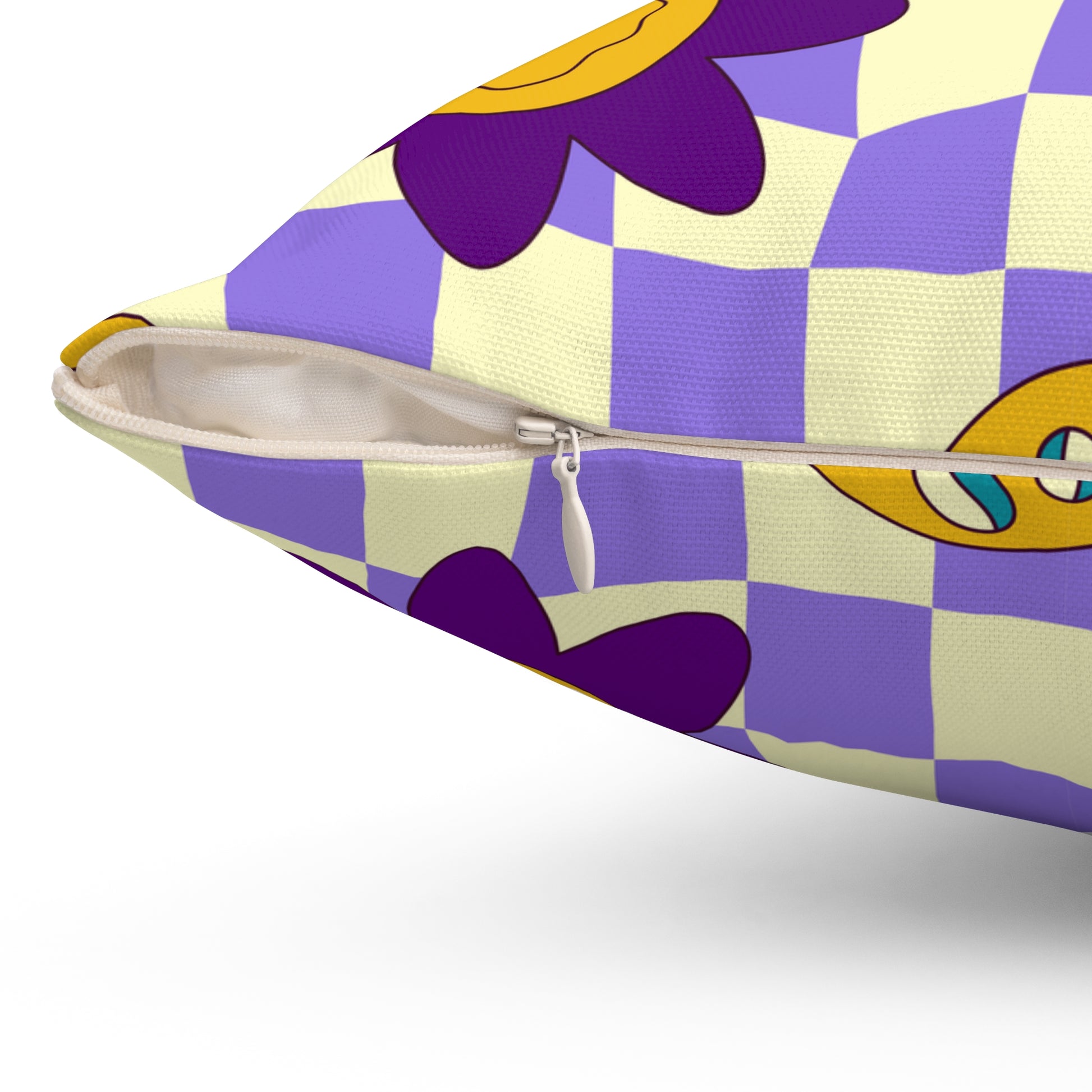 Trippy Flower Power Motifs Spun Polyester Square Pillow, Artsulli - Art is Long, Life is Short, Home Decor, , , , , , , 