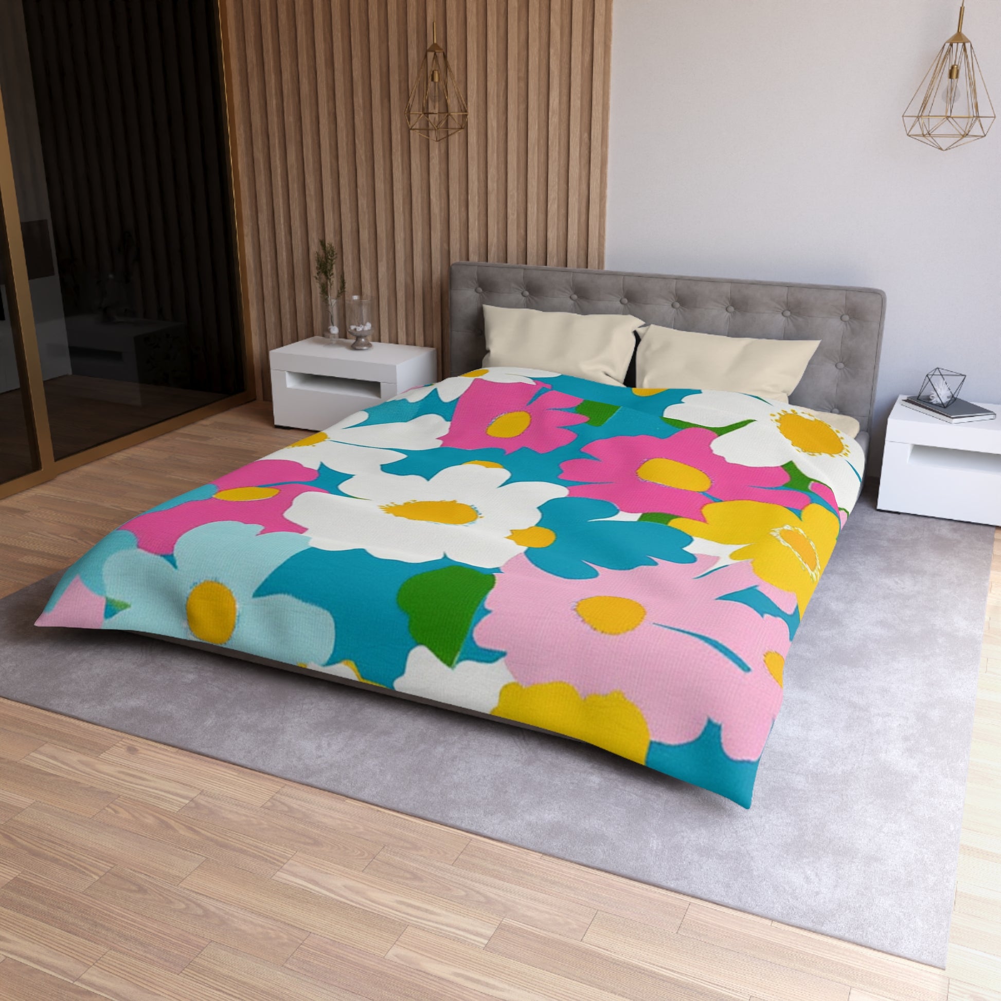 Flowers Multi-Color Microfiber Duvet Cover, Artsulli - Art is Long, Life is Short, Home Decor, , , , , , , 