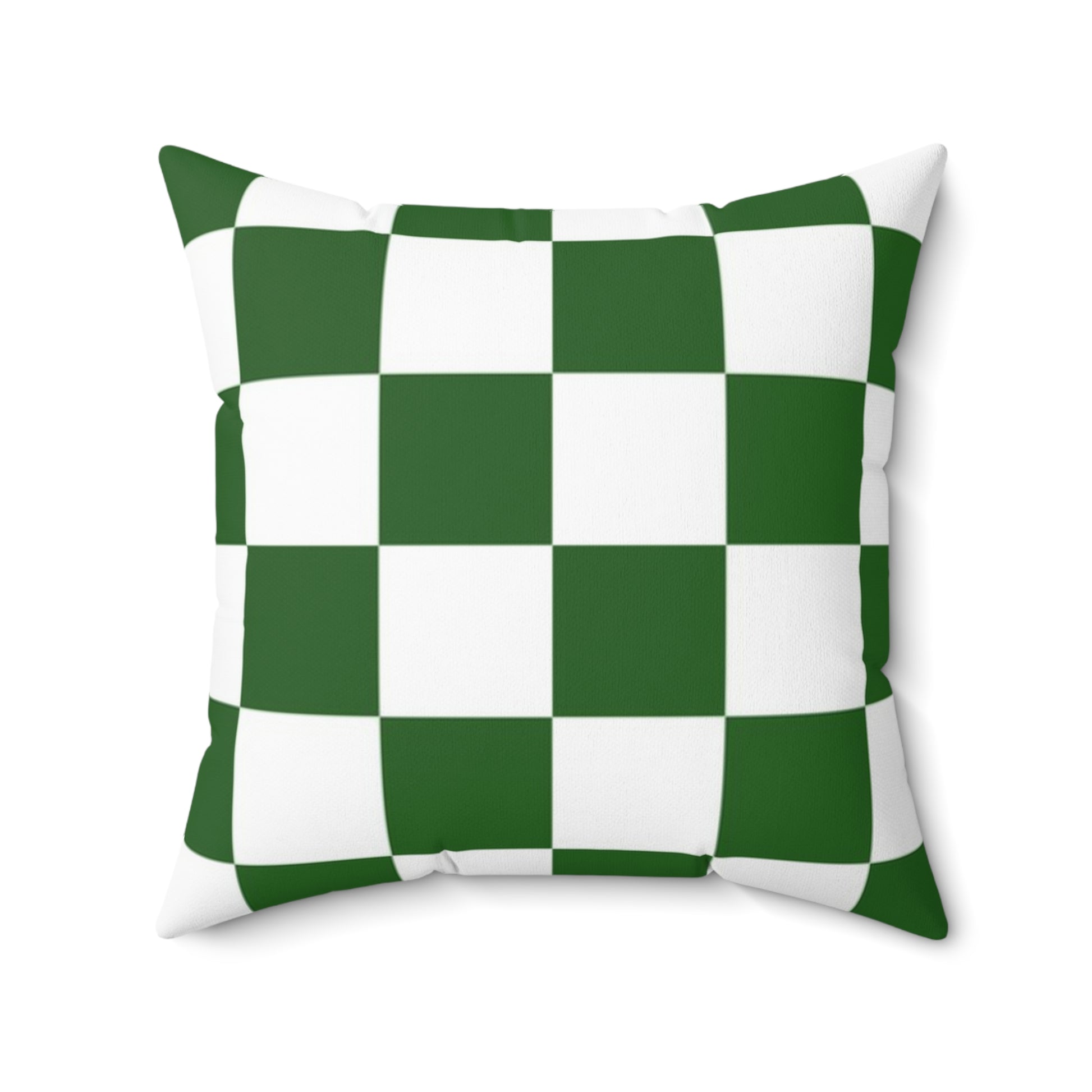 Checkerboard White and Dark Green Spun Polyester Square Pillow, Artsulli - Art is Long, Life is Short, Home Decor, , , , , , , 