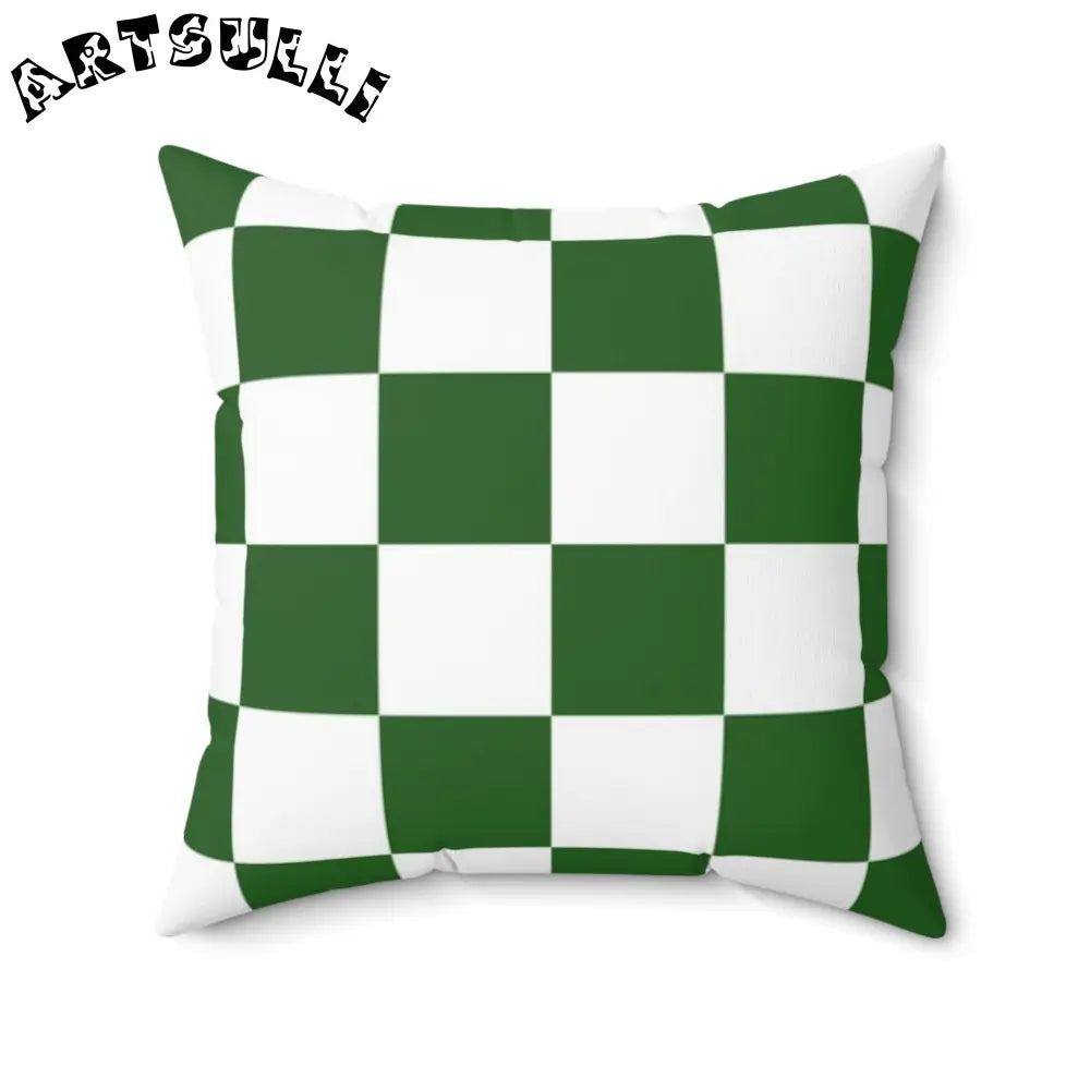 JAKKOUTTHEBXX Checkerboard White and Dark Green Spun Polyester