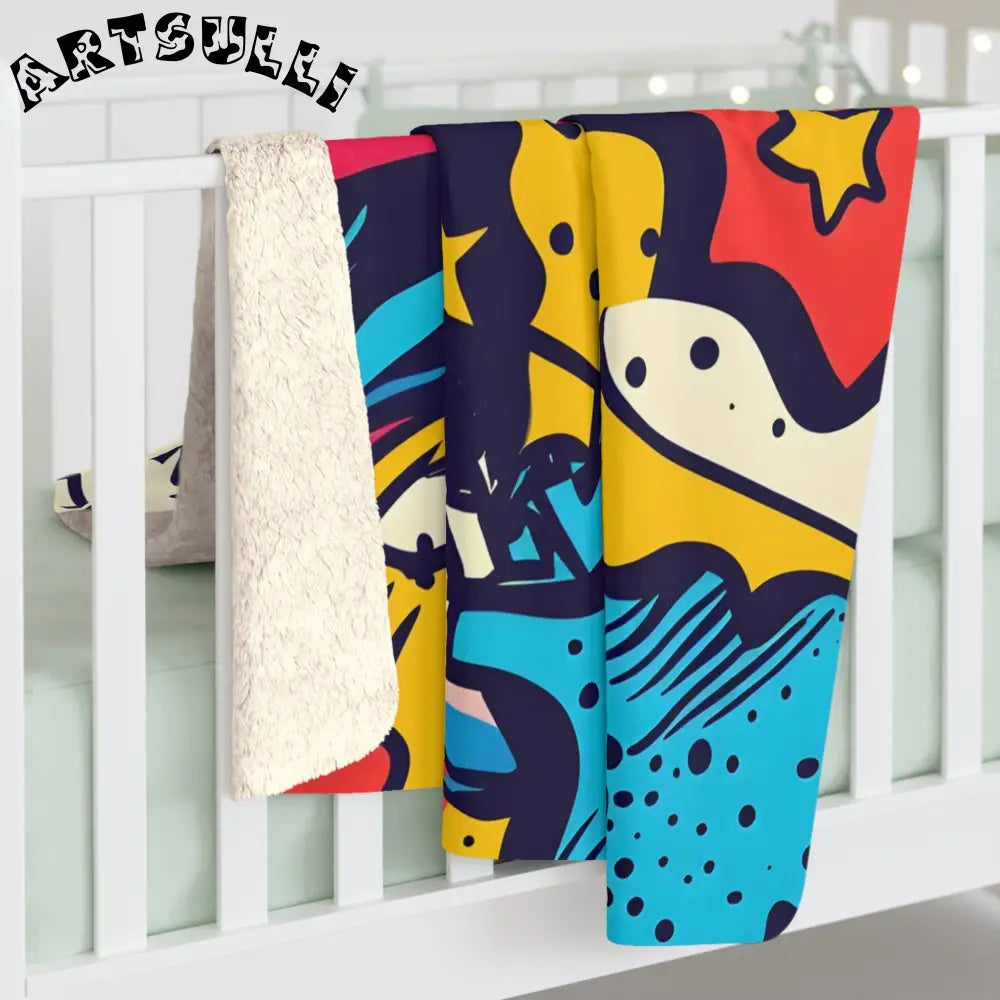 JAKKOUTTHEBXX Comic x Pop Art Sherpa Fleece Blanket JAKKOUTTHEBXX