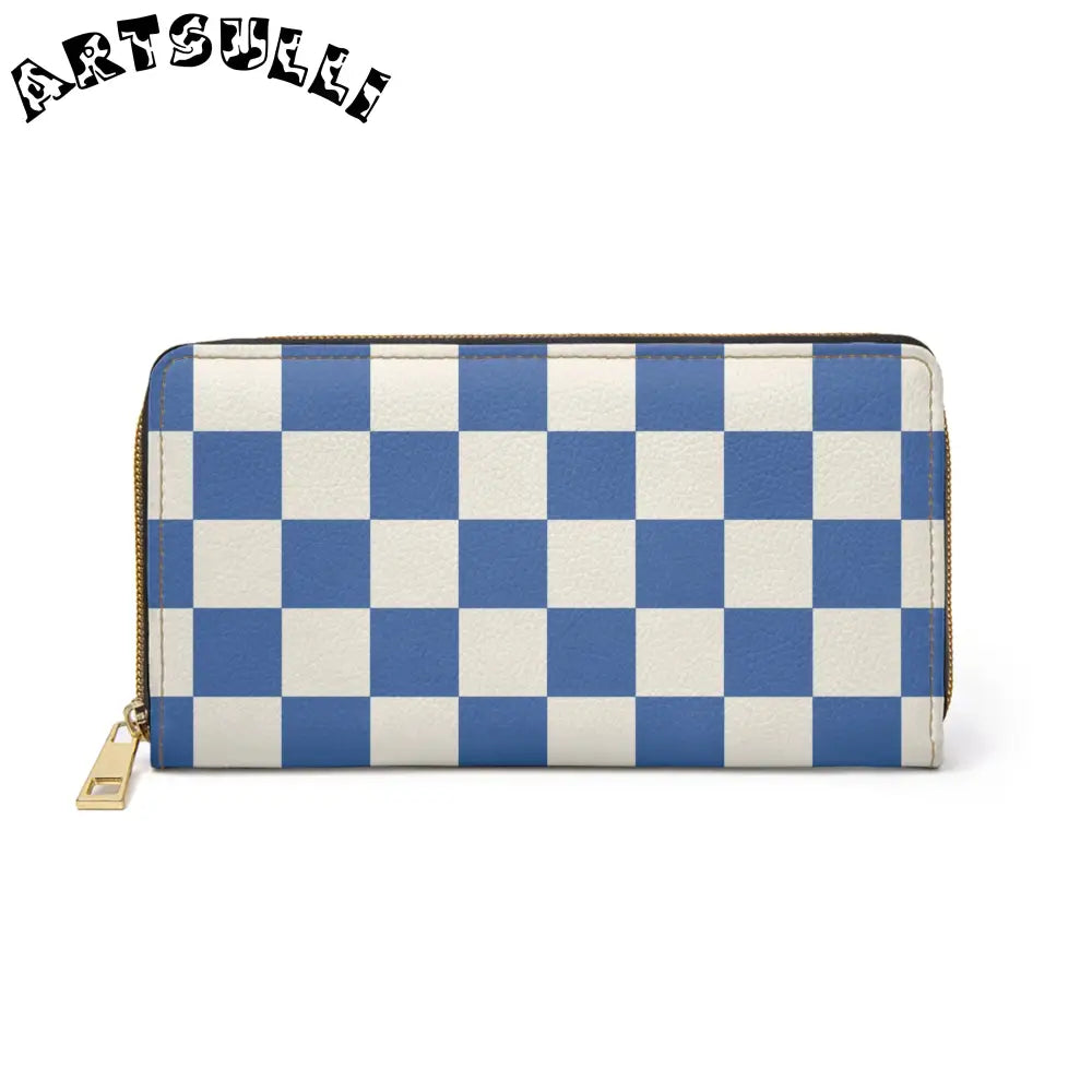 JAKKOUTTHEBXX Checkerboard II Blue Zipper Wallet JAKKOUTTHEBXX