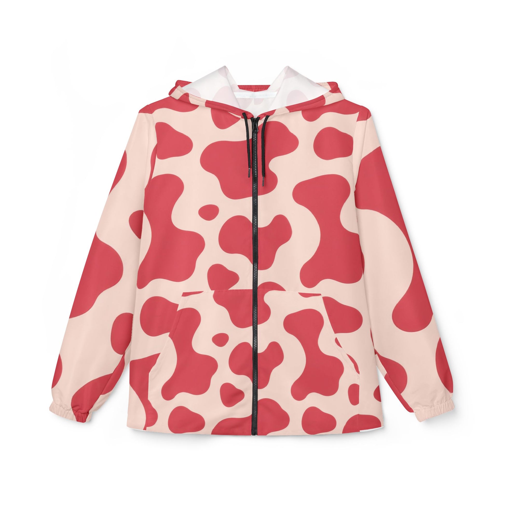 Red Jungle Cow Windbreaker Jacket (AOP), Artsulli - Art is Long, Life is Short, Outerwear, Size, XS, , , , , 15763958599208706362