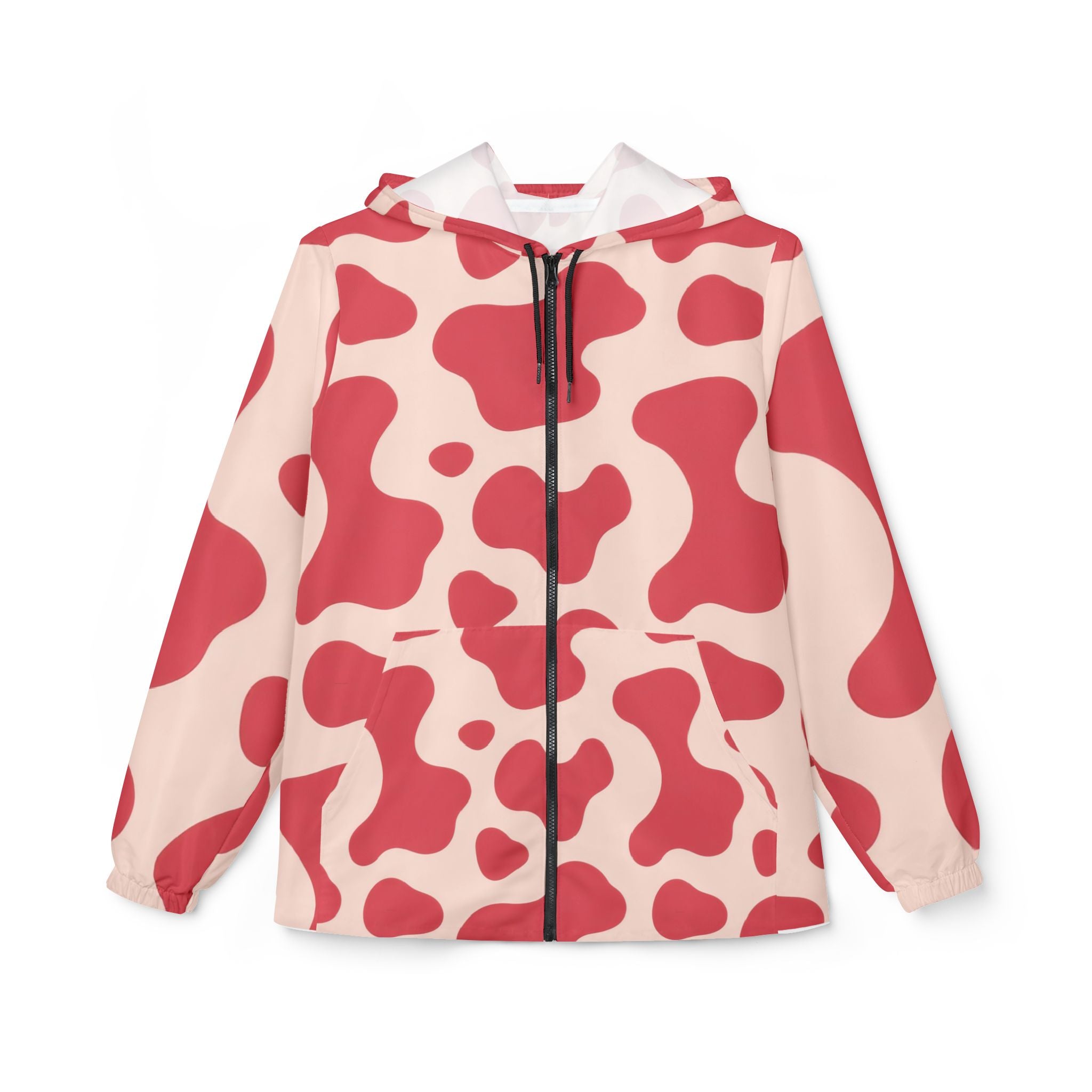 Red Jungle Cow Windbreaker Jacket (AOP), Artsulli - Art is Long, Life is Short, Outerwear, Size, XS, , , , , 15763958599208706362