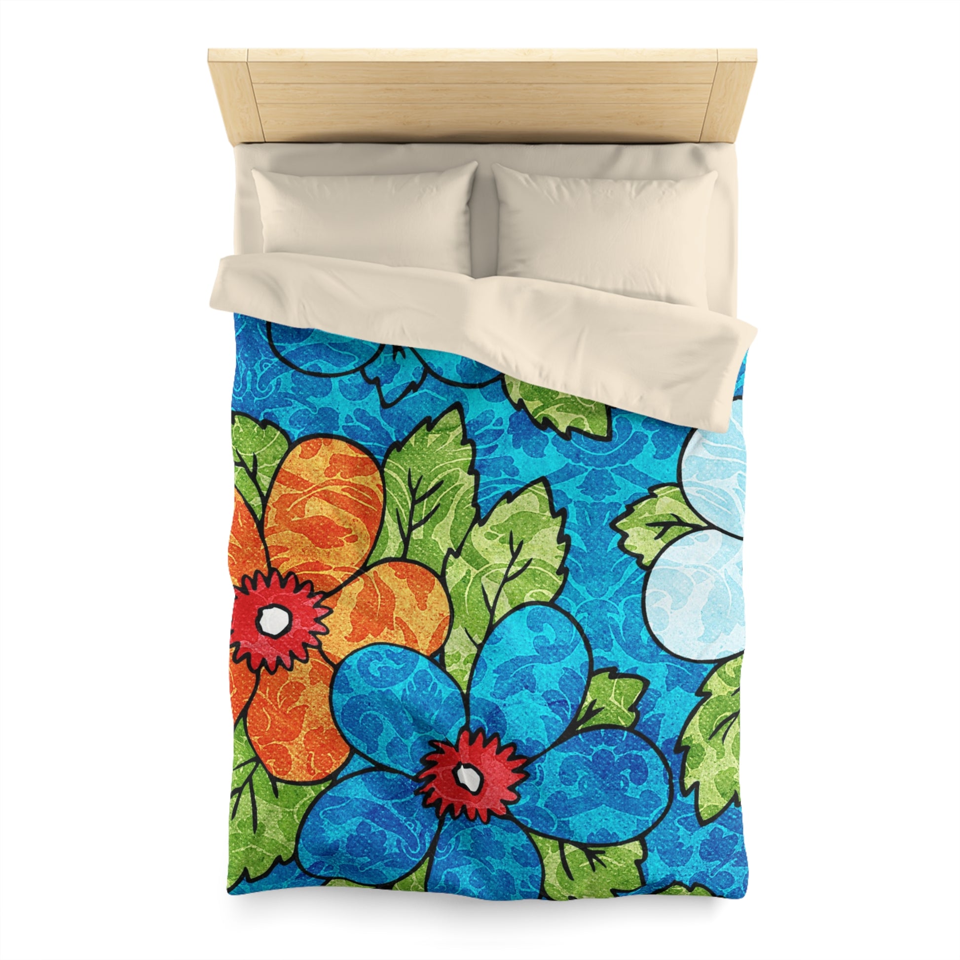 Blue Orange Groovy Microfiber Duvet Cover, Artsulli - Art is Long, Life is Short, Home Decor, , , , , , , 