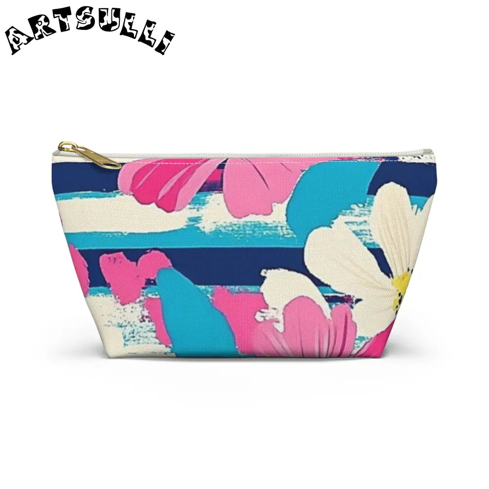 JAKKOUTTHEBXX Dayglo Floral Stripes Multi-Color Accessory Pouch w