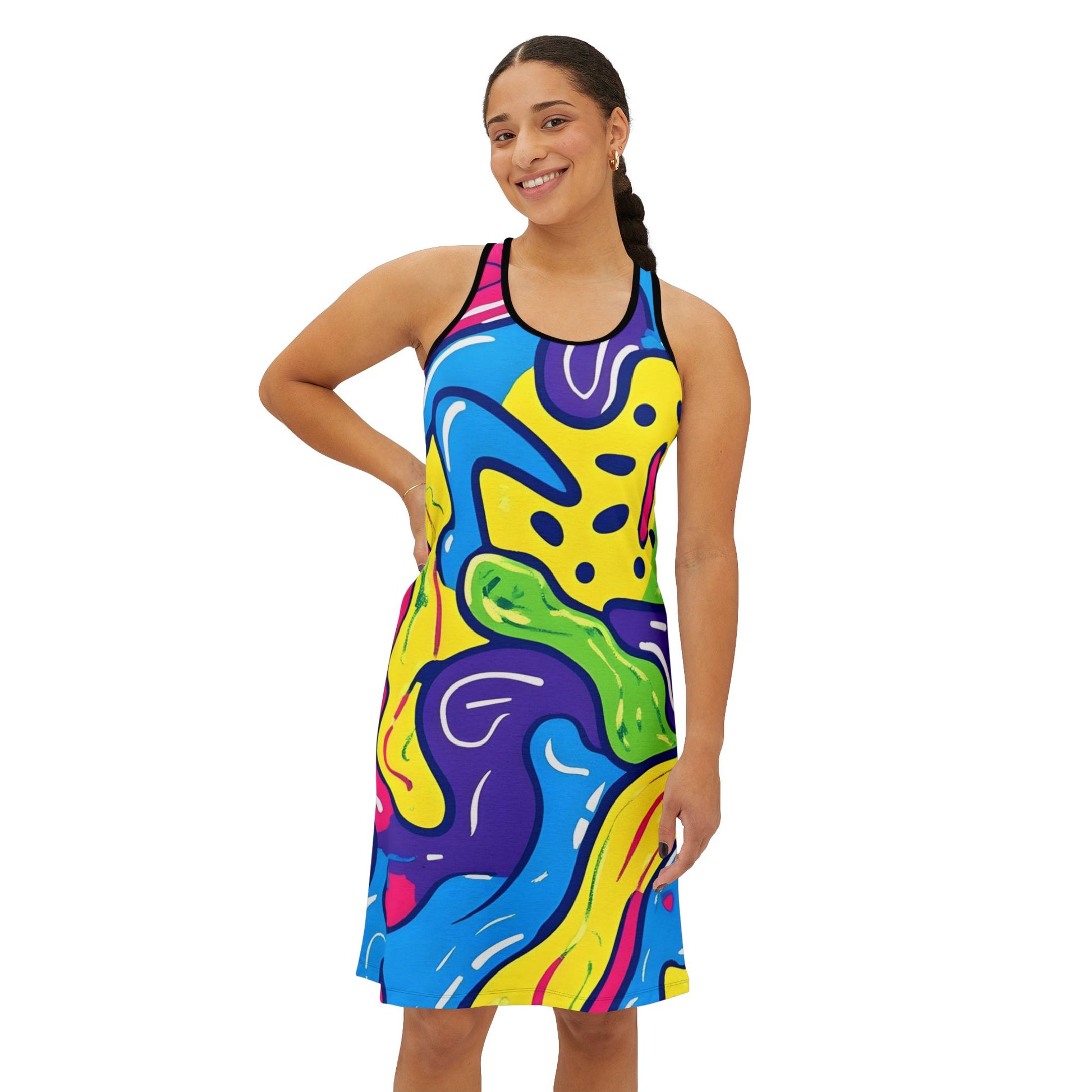 90s Trippy Slime Women's Racerback Dress (AOP), Artsulli - Art is Long, Life is Short, Tank Top, , , , , , , 