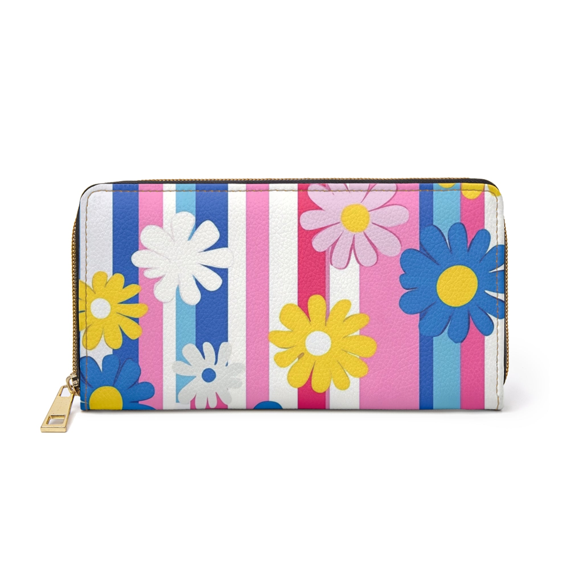 Flowers x Stripes Multi-Color II Zipper Wallet, Artsulli - Art is Long, Life is Short, Accessories, Size, One size, Color, White, , , 56121165704314