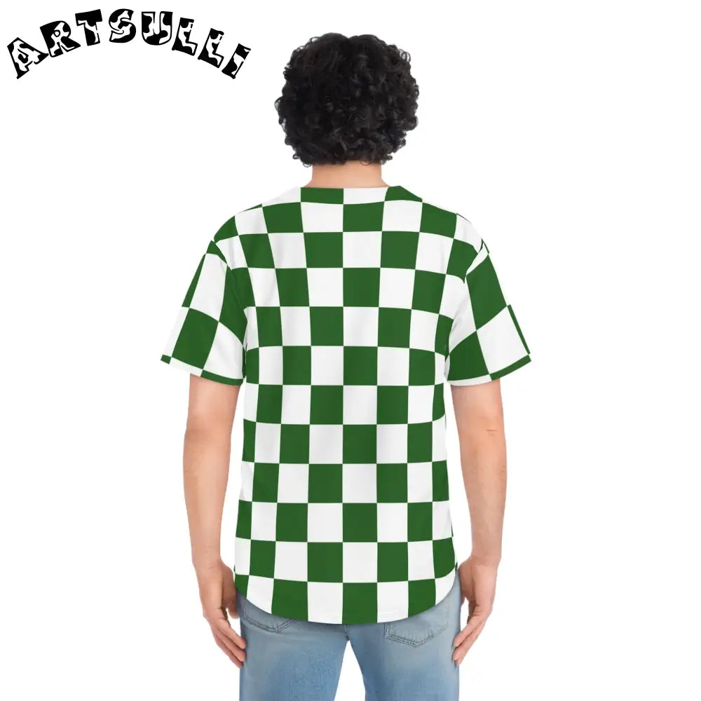JAKKOUTTHEBXX Checkerboard White and Dark Green Men’s Baseball
